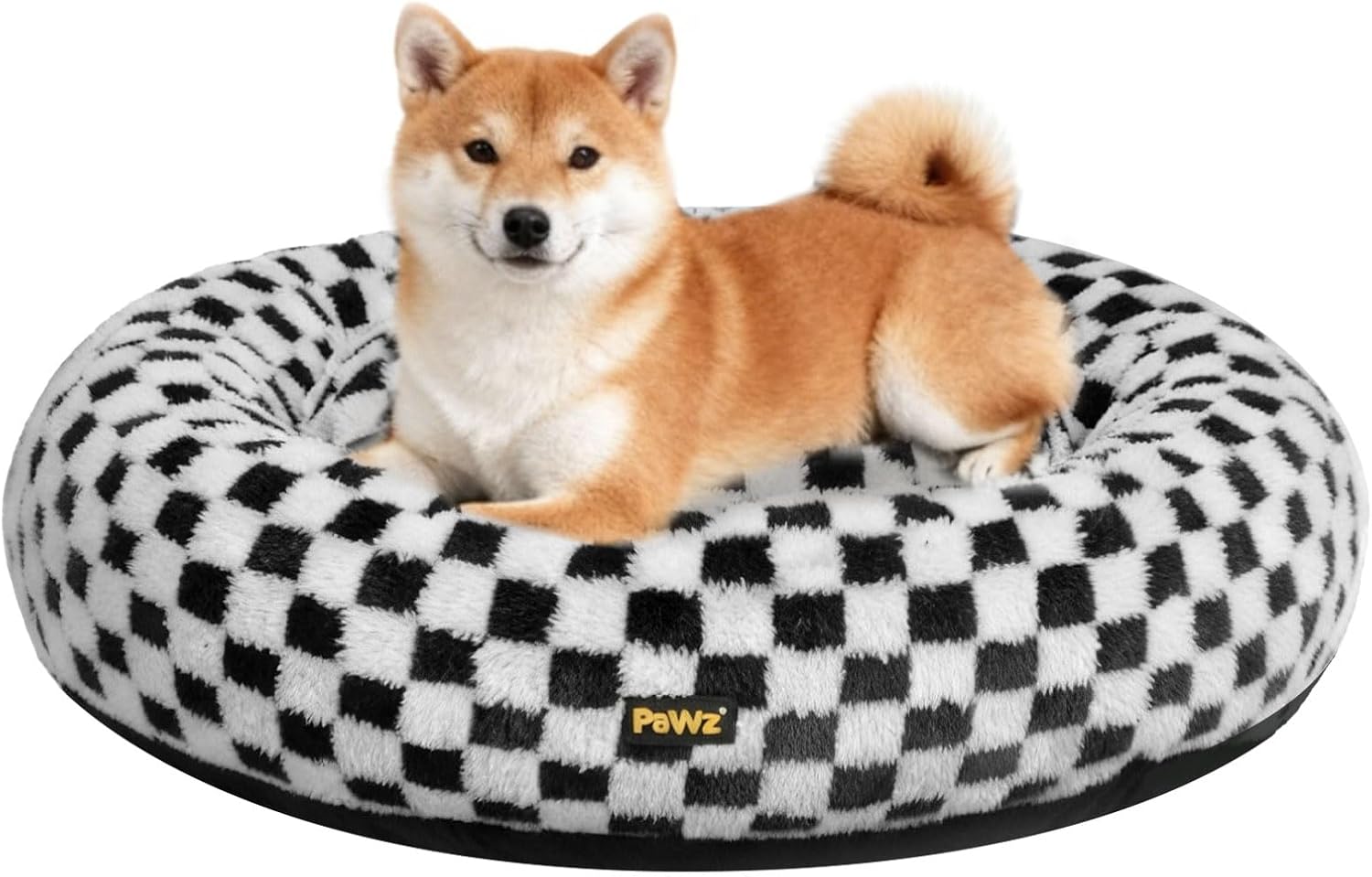 PaWz Donut Dog Bed for Large Dogs,Jacquard Shaggy Plush Pet Bed,Soft Pet Bed Cuddle Round Cushion with Non-Slip Bottom, Machine Washable