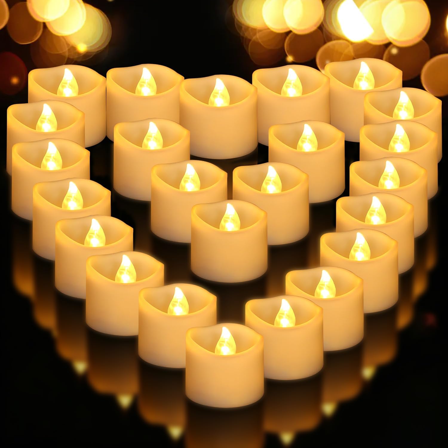 24 Pack Flameless Candles Flickering, Battery Operated Lights Electric Candle, Tea Light Candles, Christmas Halloween Decorations, Decorative Lighting for Wedding, Table, Gift, Outdoor, Warm White