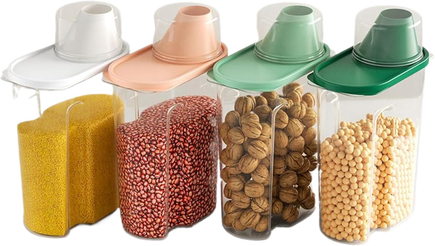 Cereal Containers Storage 4 Pieces Clear Sealed Airtight Kitchen Organizer | Rice Storage Container for Food Pantry Sugar Rice Baking Dry Cookie Snack Freezer Grain Powder Coffee Bean