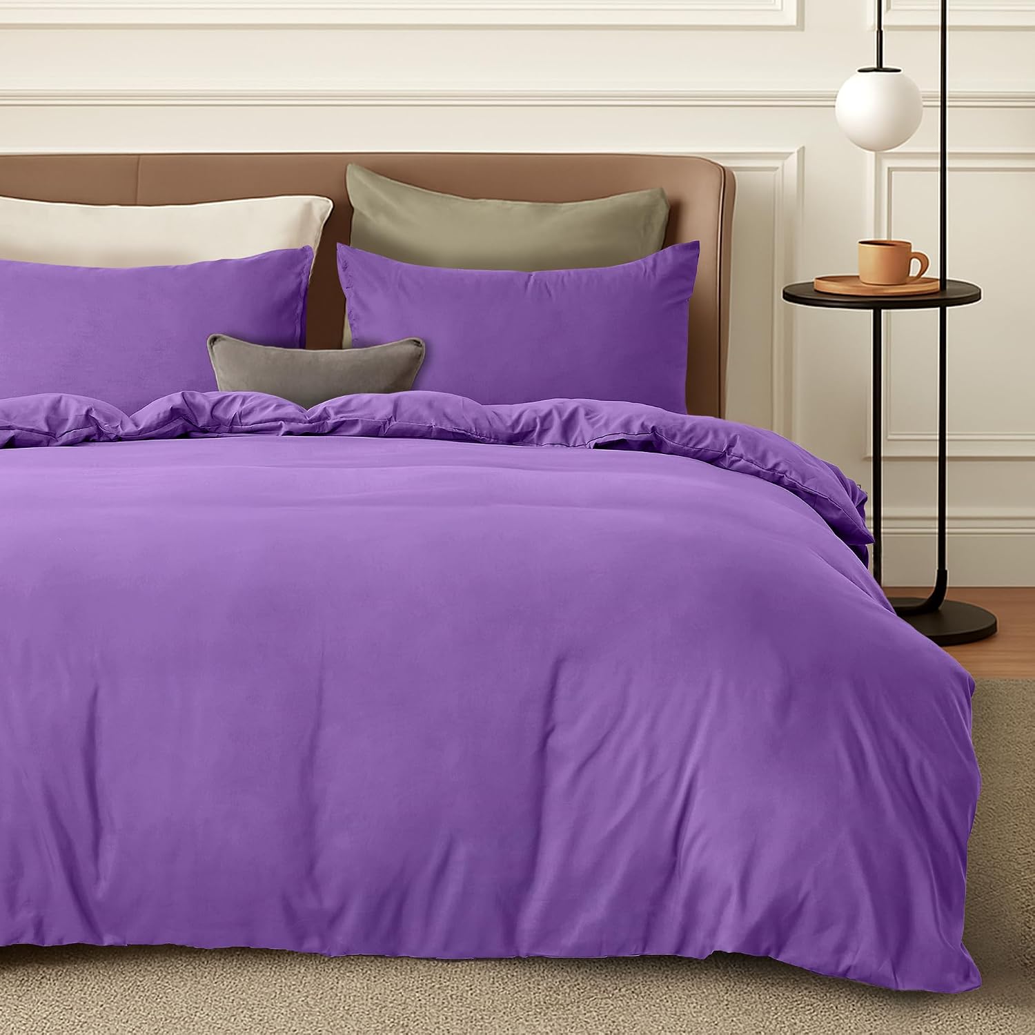 LINENOVA Hotel-Quality Quilt Cover Set Single, Purple | 1 Duvet Cover and 1 Pillowcase, Premium 2000TC Ultra-Soft Brushed Microfibre, Breathable, All-Season Comfort, Easy Care