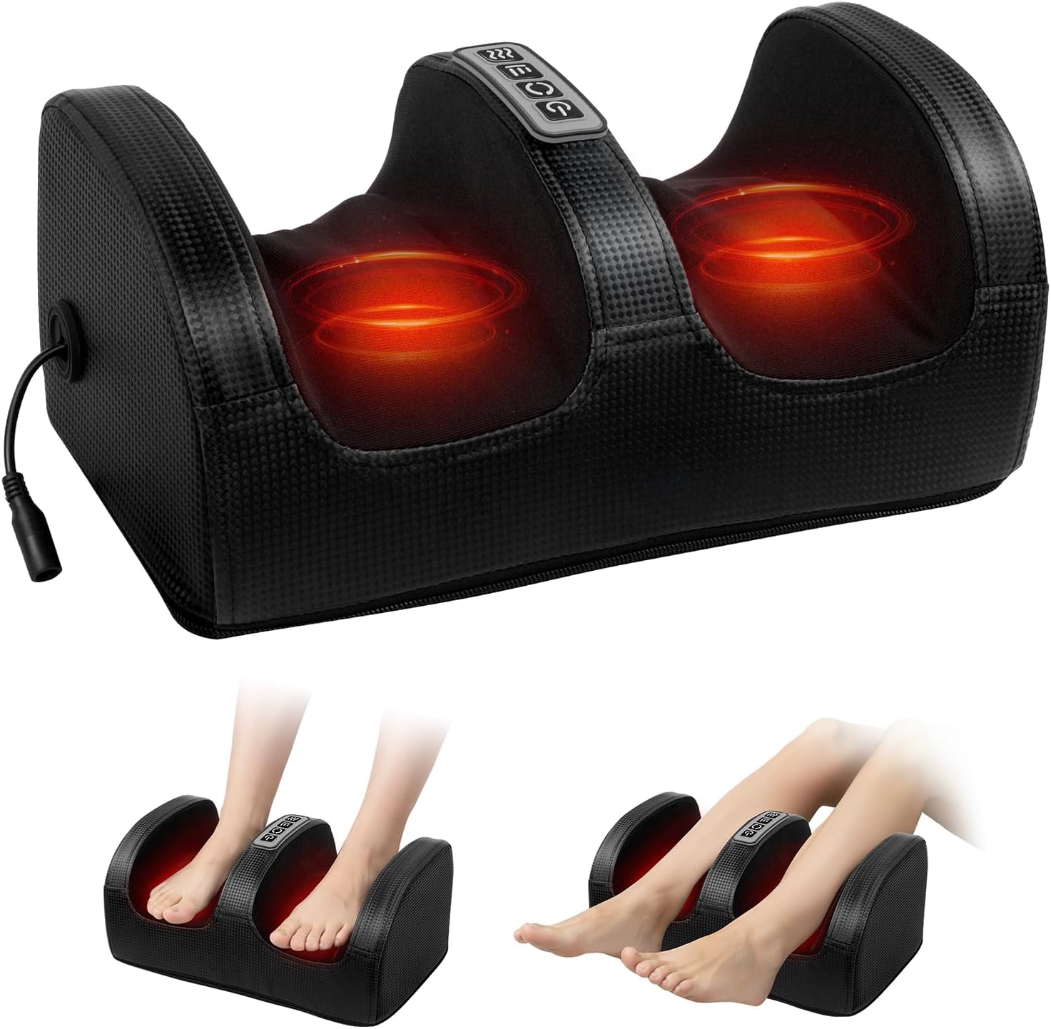 Cotsoco Foot massager with heat,Fathers Day Gif,t foot massager,3 modes Shiatsu Foot Massager with Massage Roller, foot and calf massager, feet massager Suitable for Relax at Home or Office Use, black