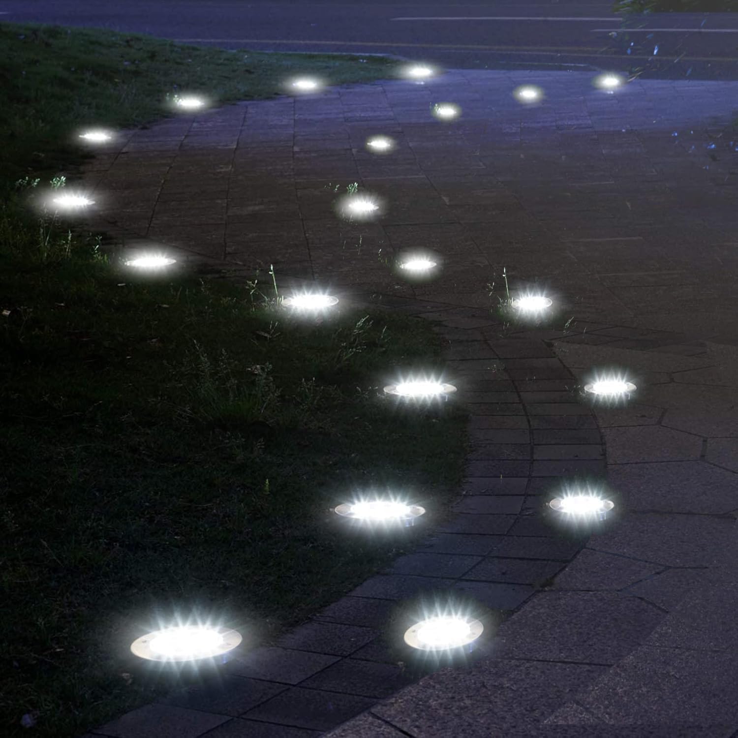 ADVWIN 24 Pack Solar Lights Outdoor, Waterproof Garden Lights LED | Bright Landscape Lighting for Patio Pathway Lawn Yard Deck Driveway Walkway (Cold White)