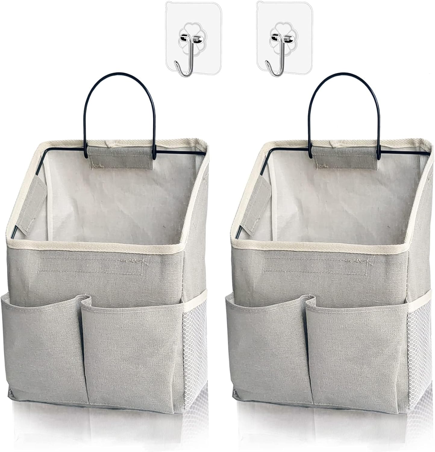2 Pack Wall Hanging Storage Bag,Wall Hanging Organizer with Pockets, Hanging storage basket for Dormitory Bathroom Bedroom. (Grey)