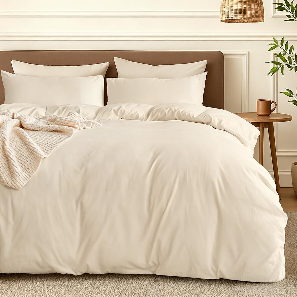 LINENOVA Hotel-Quality Quilt Cover Set Single, Warm Sand | 1 Duvet Cover and 1 Pillowcase, Premium 2000TC Ultra-Soft Brushed Microfibre, Breathable, All-Season Comfort, Easy Care