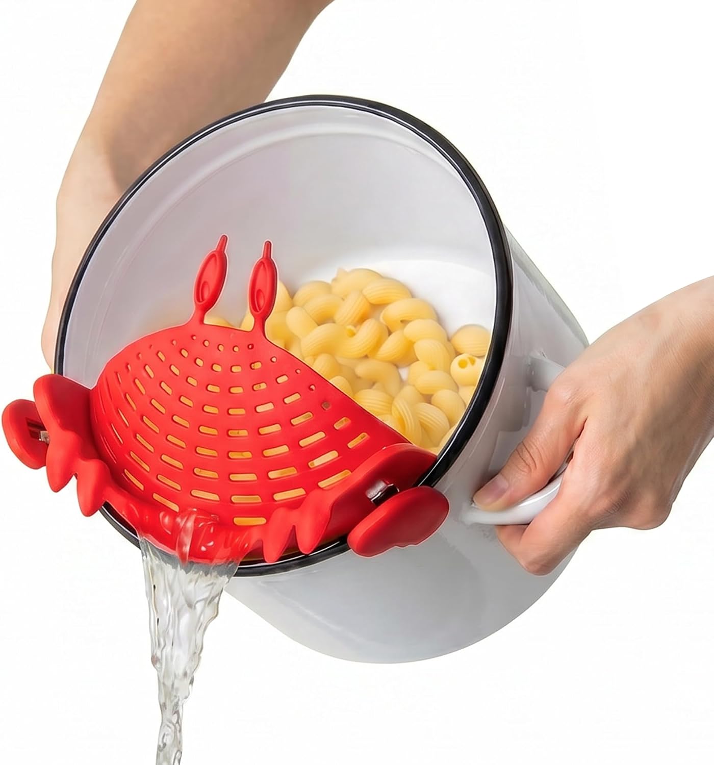 OTOTO Crab Clip-On Strainer - Silicone Pasta Strainer with Stainless Steel Tongs - Unique Kitchen Gadgets, Cooking Gifts for Women, Kitchen Essentials, Funny Gifts, Kitchen Accessories - (Crabby)