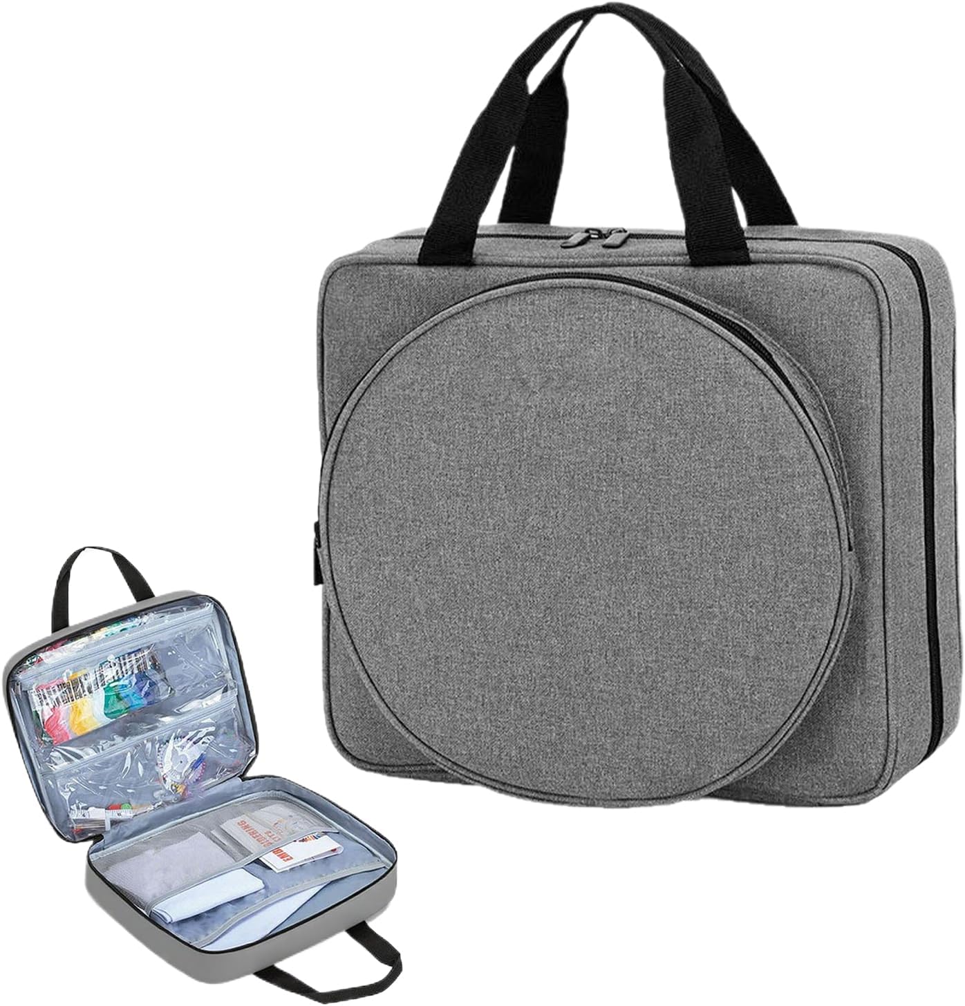 Embroidery Organizer | Portable Sewing Organizer,Square Round Sewing Project Bag - for Beginners Students Craft Enthusiasts Living Room Dorm Road Trip
