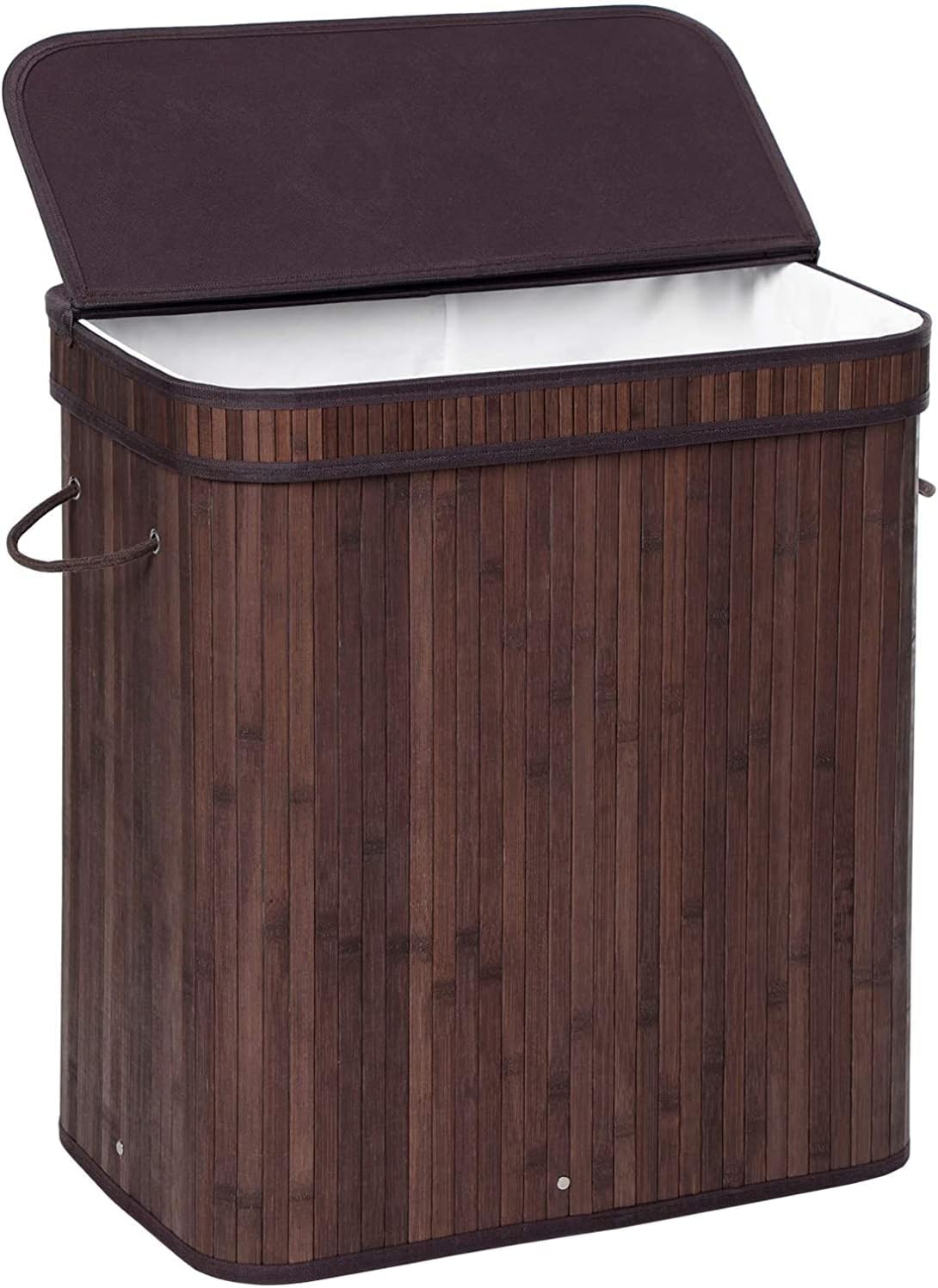Laundry Basket with Lid, 72L Bamboo Laundry Hamper with Removable Liner, Collapsible Storage Dirty Clothes Basket with Handles for Laundry Bedroom (Brown)
