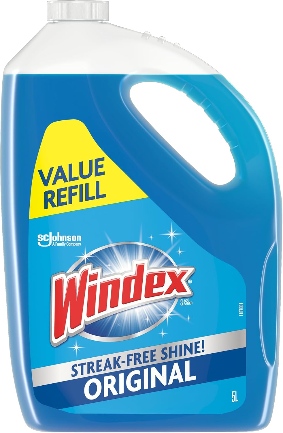 Windex Glass Cleaner Streak Free Shine Refill Bottle, Original, 5L | Sparkling Clean Windows, Mirrors & Glass in Kitchen, Bathroom, Car & Other Hard Glass Surfaces | Trigger Bottle Not Included