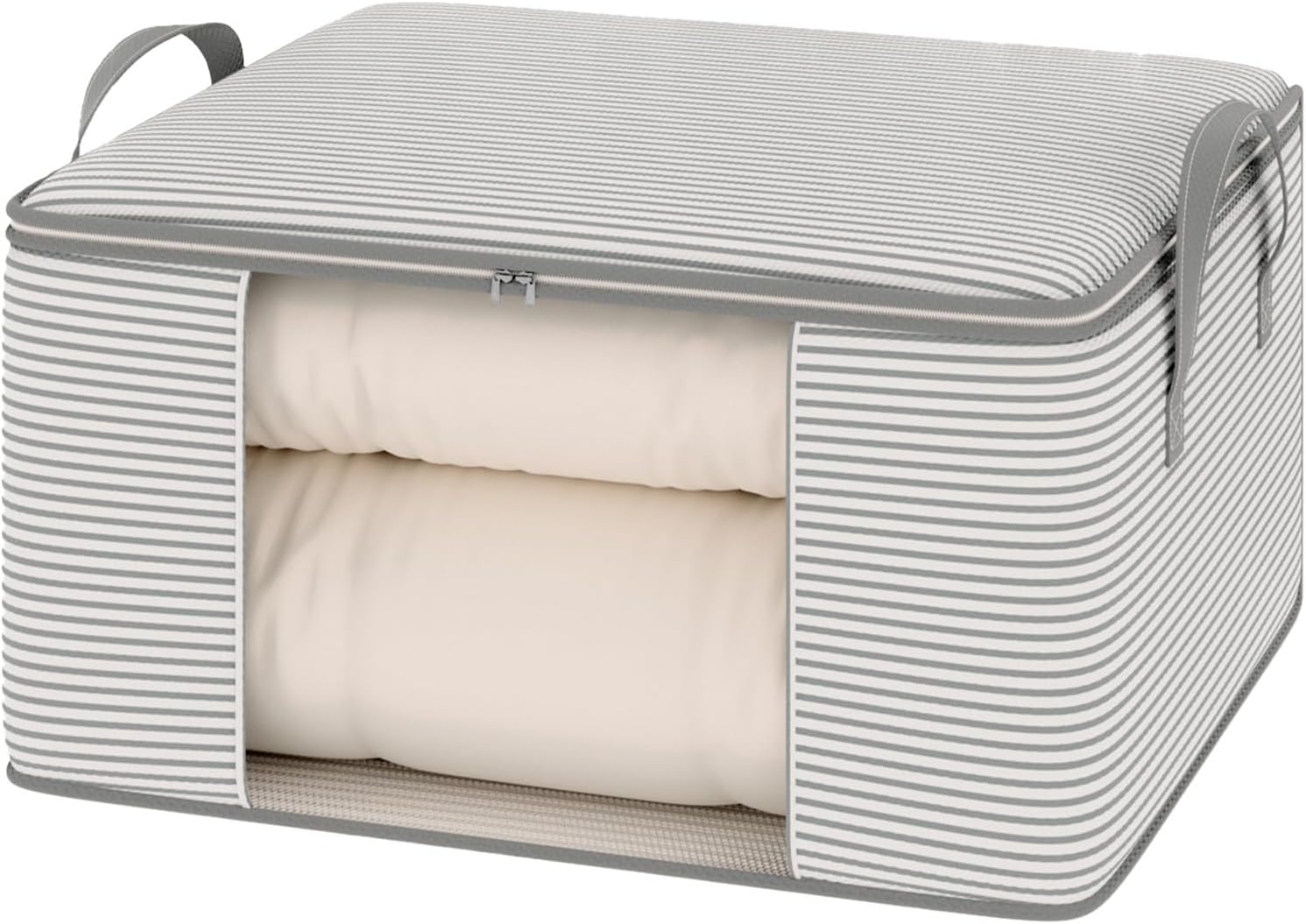 3 Breathable Storage Bag for Duvets & Blankets& Clothing 55 * 35 * 25cm,Heavy Duty Cloth Storage Bags with Reinforced Handles & Double Zips,Foldable Dust-Proof Organiser for Bedding