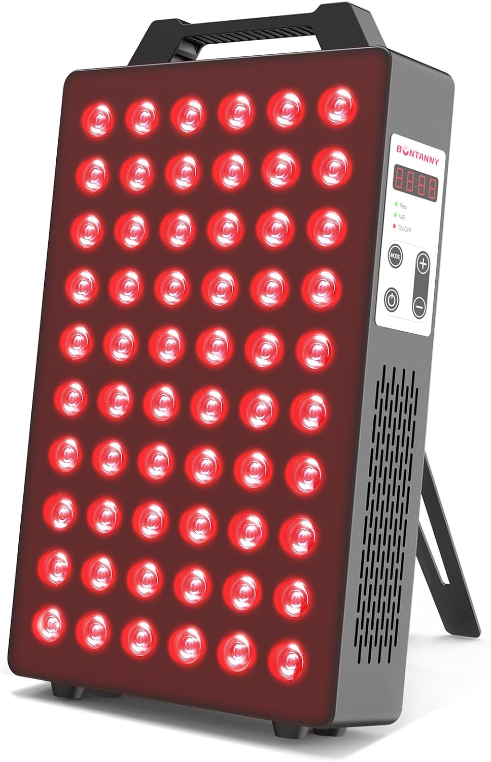 BONTANNY Red Light Device, 660nm 850nm Red Light Panel with 60 Pcs Dual Chips LEDs, Timer, Hanging Kit & Adjustable Stand for Home Office & Gym, BO-300 (Black)