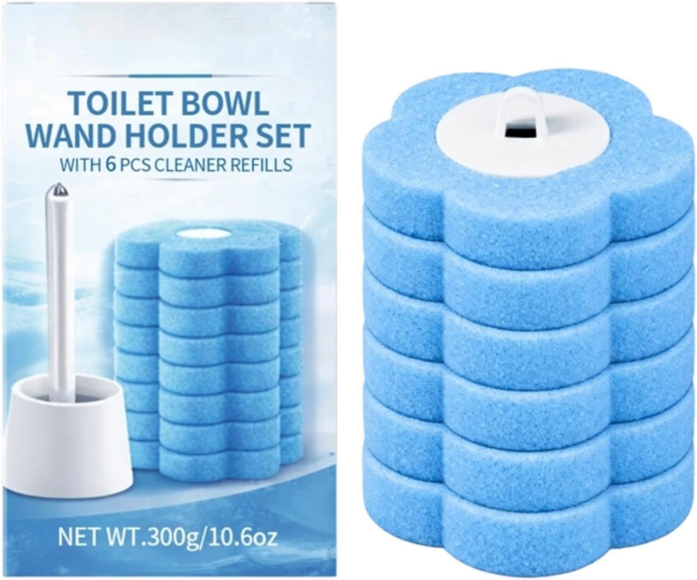 Toilet Brush Refills 6-Piece High Density Foaming Cleaning Supplies | Bathroom Toilet Wand Cleaning Pads for Home Hotel Office Commercial Restroom Shower Bathtub Sink