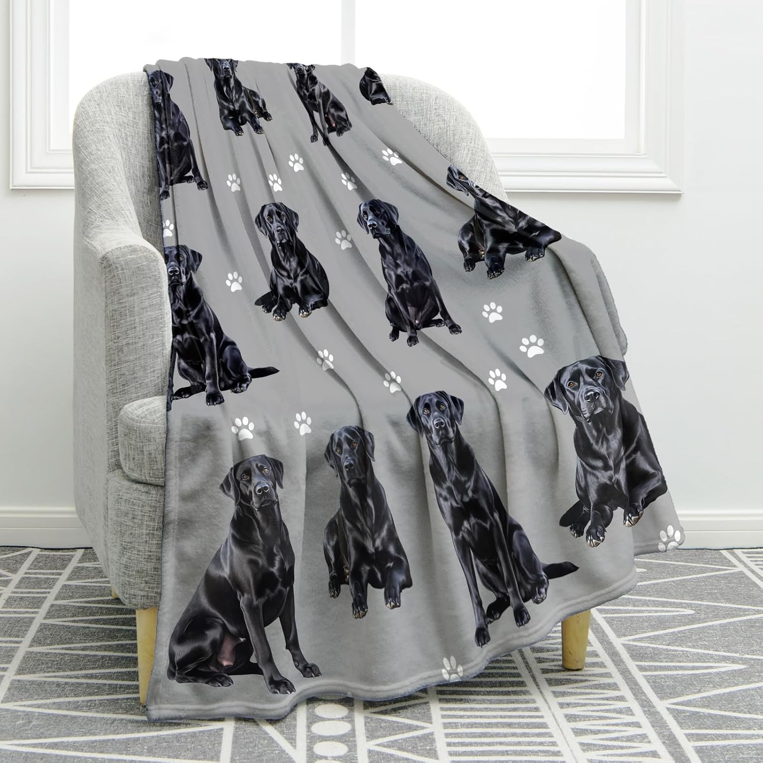 Jekeno Labrador Retriever Gifts Blanket, Black Lab Dog Decor 50"x60" | Ultra Soft Cozy Black Lab Dog Labrador Blanket for Women Man, Decor Home Sofa Bed, Christmas, Halloween Birthday Gifts