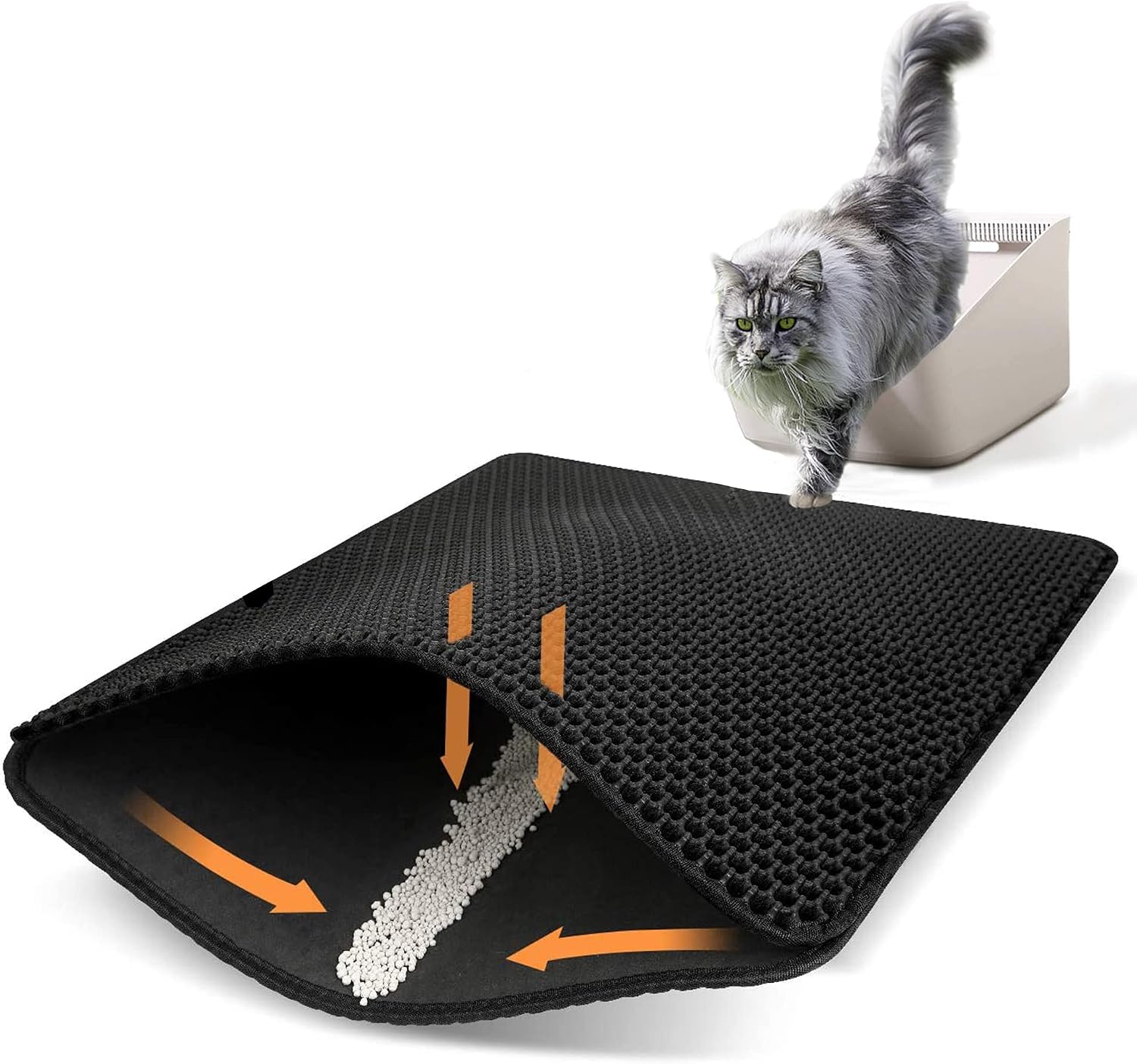 Ycozy Cat Litter Mat 60 X 40cm Kitty Litter Trapping Mat for Litter Box - Honeycomb Black Hole Design - Waterproof, Urine Proof Trapper - Scatter Control, Easy Clean Rug for Litter Tray
