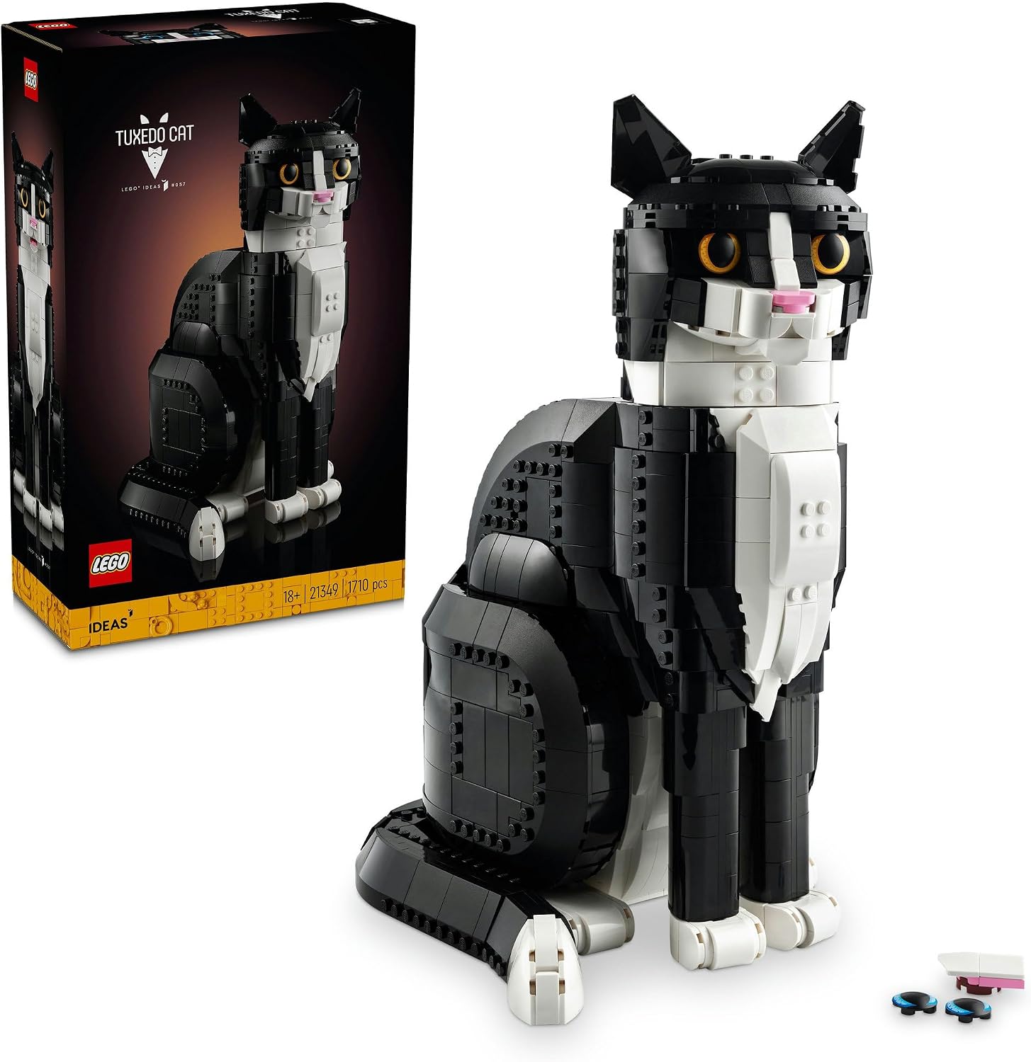 LEGO Ideas Tuxedo Cat Statue Set for Adults, DIY Creative Model Building Kit for Animal Lovers and Pet Owners, Home or Office Desk Décor Idea for Women and Men 21349
