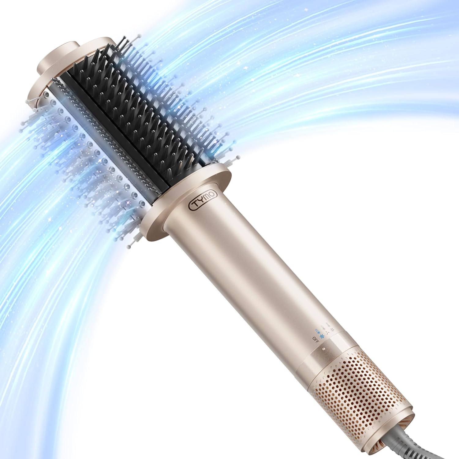 TYMO 4.0 Hair Blow Dryer Brush - Lightweight 3X Faster Drying 5-in-1 Ionic Blowout Hair Dryer Brush Adds Shine, Volume & Fullness for Smooth, Anti-Frizz Straight, Curl & Blowout Styles, Gold
