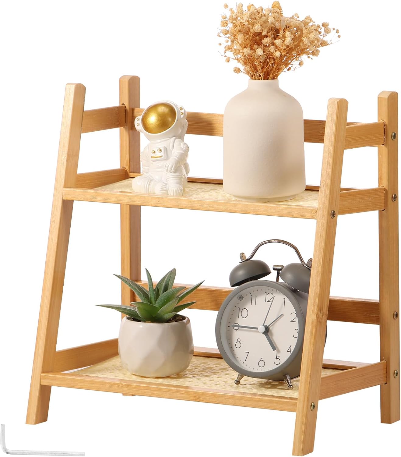 2 Tier Coffee Station Organizer, bamboo Kitchen Counter Shelf | 11x7x10inch , Tea Bar Accessories, Mug Holder Countertop, Matcha Stand, Cup Display, Condiment Storage Rack, 2 Tier,