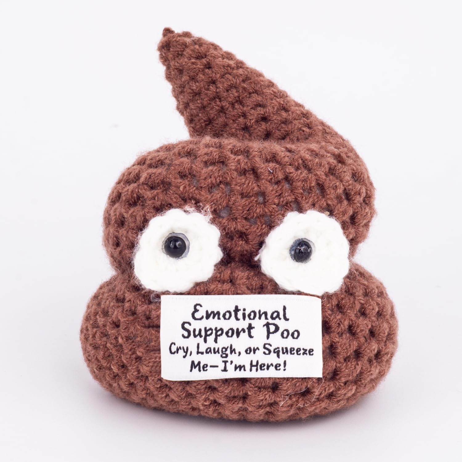 Positive Poo - Emotional Eupport Crochet Poop Toy, Gag Gifts Funny Adult, Funny Gift for Men, Dad, Boyfriends, Brother, Coworkers - White Elephant Gifts for Adults, Stocking Stuffers for Men