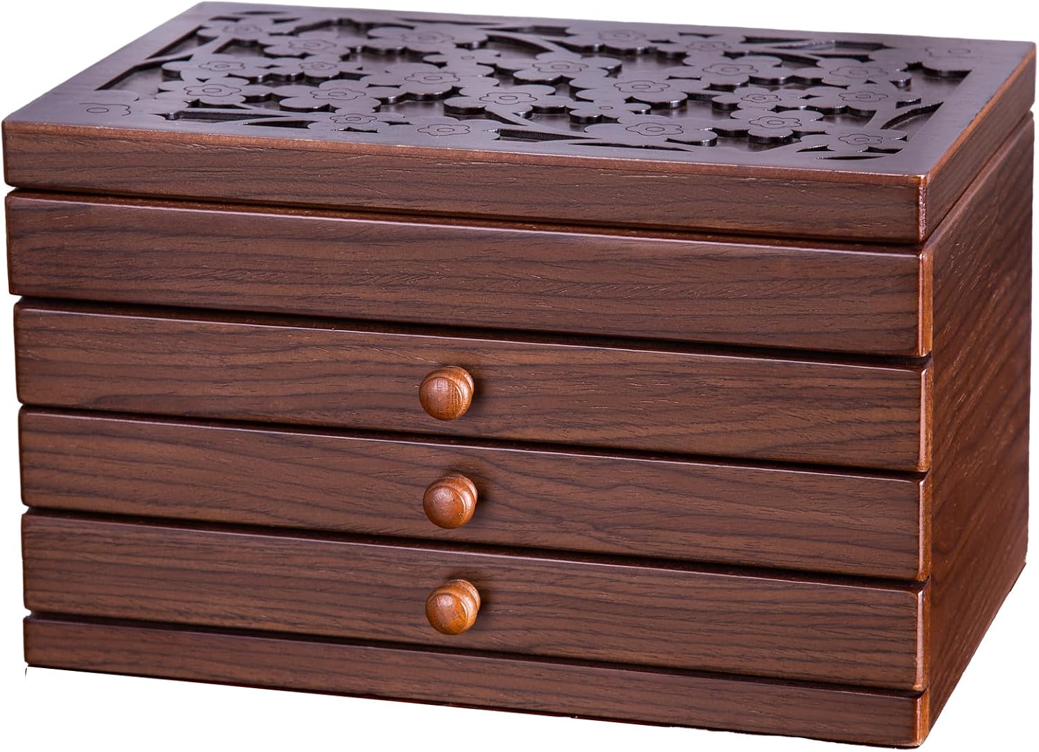 Wooden Jewelry Box, 4 Layer Wooden Jewelry Box for Women, Vintage Jewelry Organizer Boxes Wood for Jewelery, Necklaces, Rings