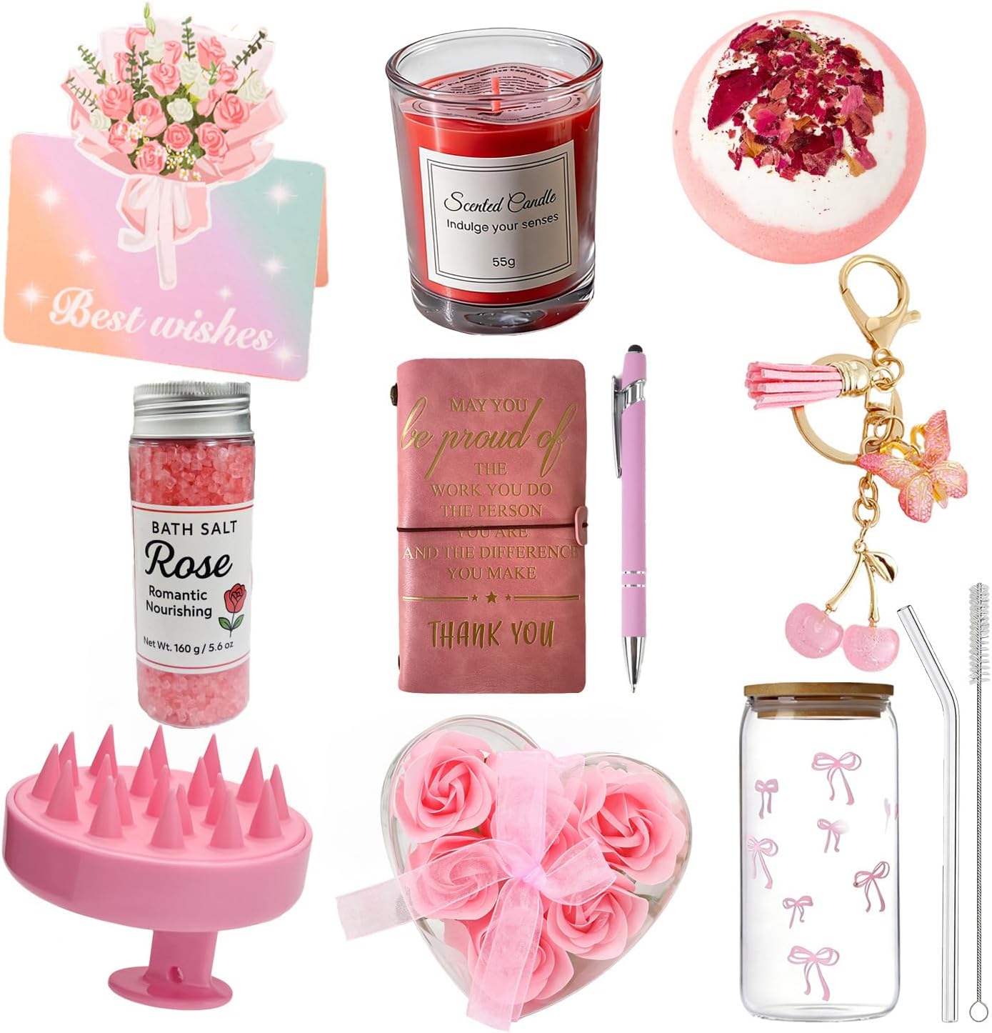 Birthday Gifts for Women Friendship,10 Pcs Unique Self Care Gift Baskets for Women,Mum Wife Sister Girlfriend Best Friends Gift Sets for her- Mothers Day, Valentins Day, Christmas (pink2)