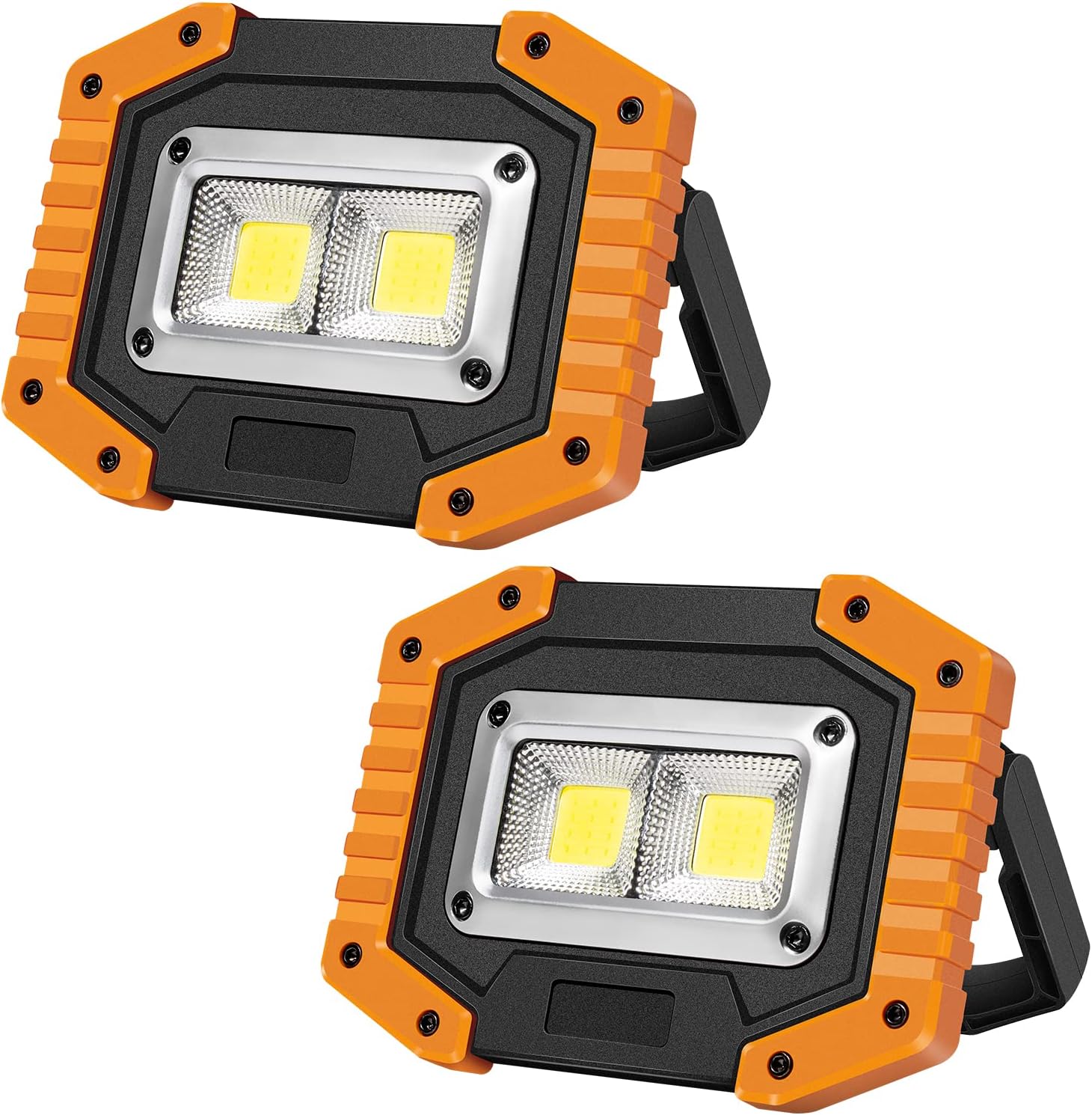 OTYTY 2 COB 30W 1500LM LED Work Light, Rechargeable Portable Waterproof LED Flood Lights for Outdoor Camping Hiking Emergency Car Repairing and Job Site Lighting (2 Pack)