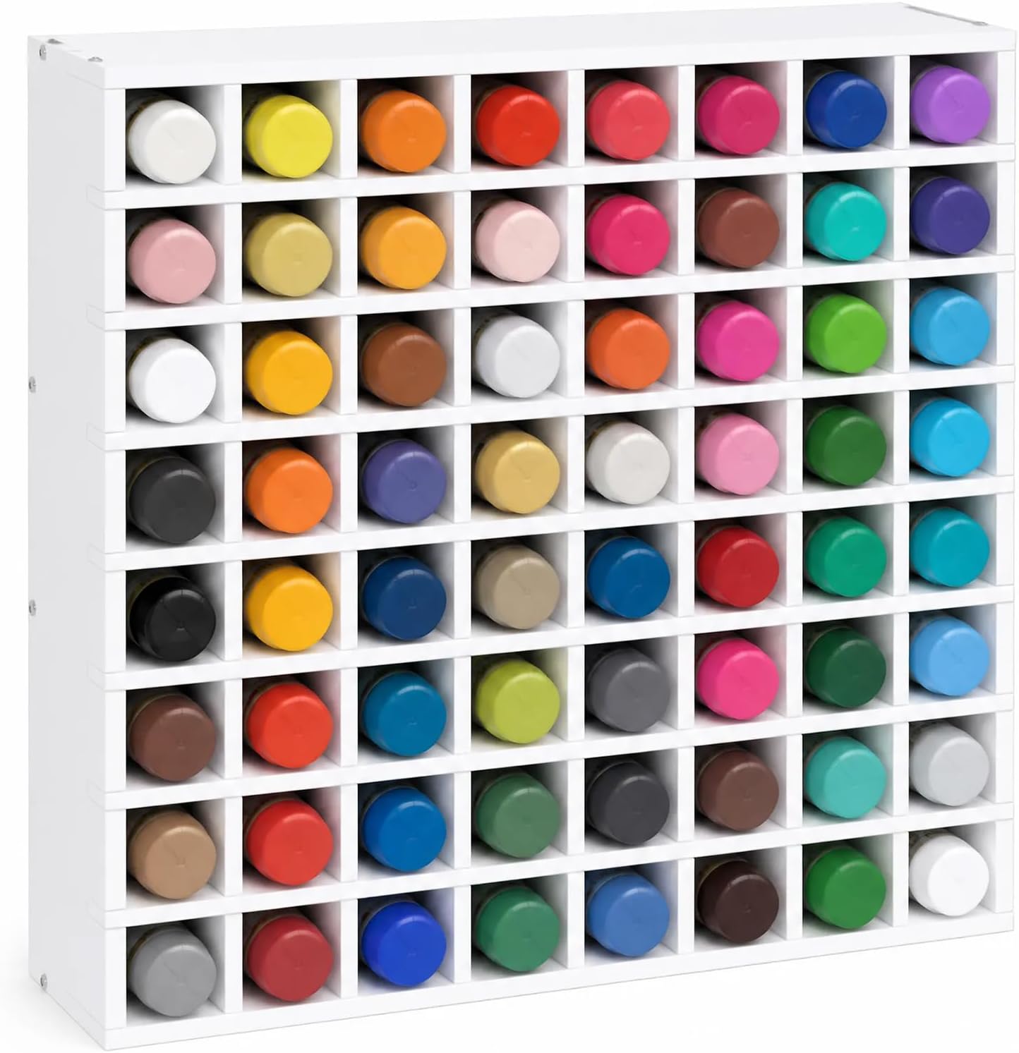 64 Grid Craft Paint Storage Organizer, Tabletop Paint Bottle Rack Stand for 2 oz Bottles, Acrylic Holder for Art Supplies, 64 Compartment Rack