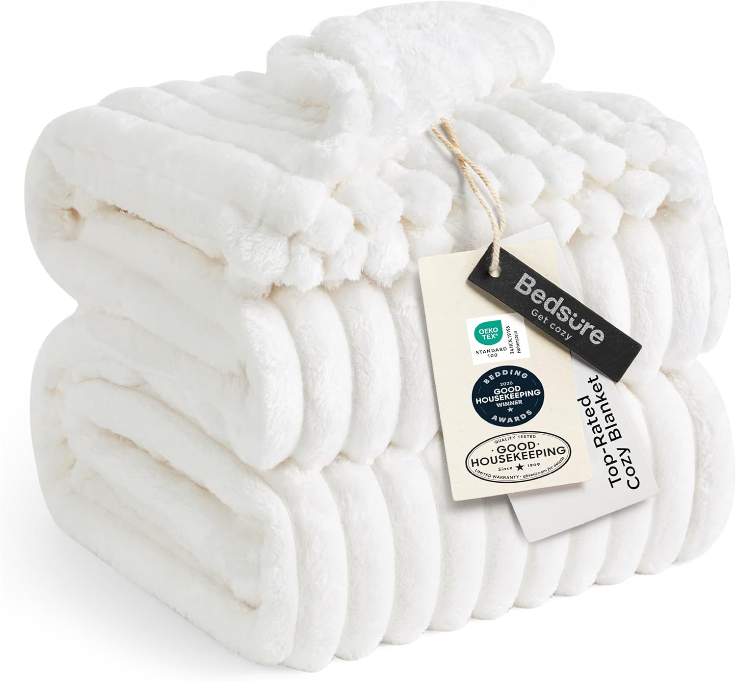 Bedsure Queen Bed Blanket - Fleece Throw Off White Room Decor, 228x228cm | Fleece Blanket, Super Soft Winter Throws Women Birthday Gifts, for Bed Couch Sofa