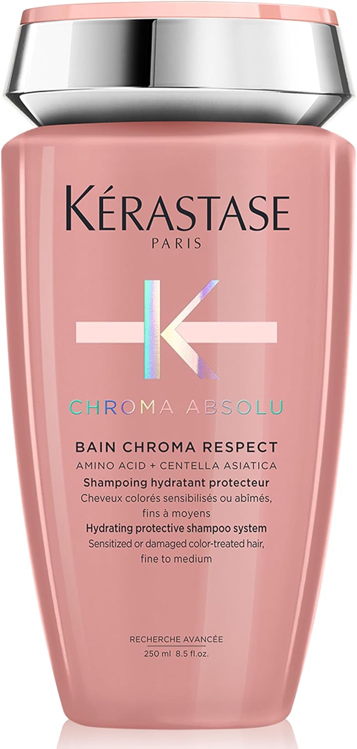 Kérastase Chroma Absolu Colour-Protecting Shampoo 250ml | Professional hydrating shampoo to cleanse and maintain color vibrancy for fine to medium hair, formulated with Lactic Acid.