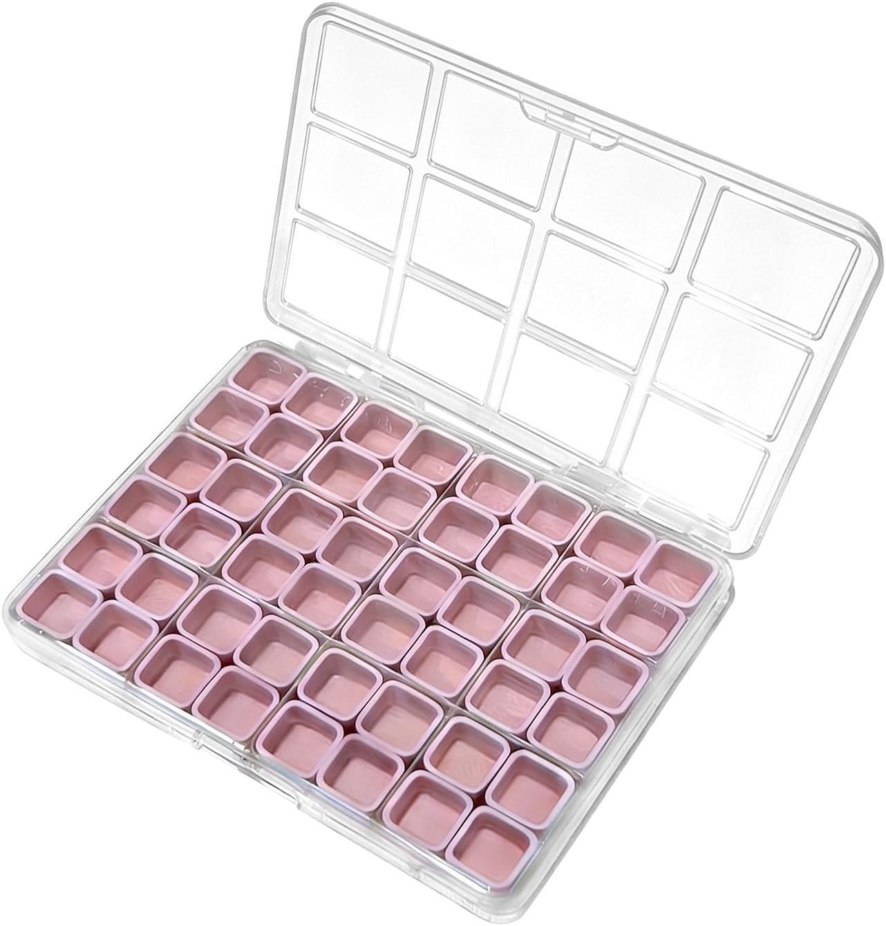 Nail Storage Box 48-Grid Rhinestone Organizer | Storage Box for Nail Supplies for Girls Home Craft Travel Office Beads Bedroom Closet School Dorm Room