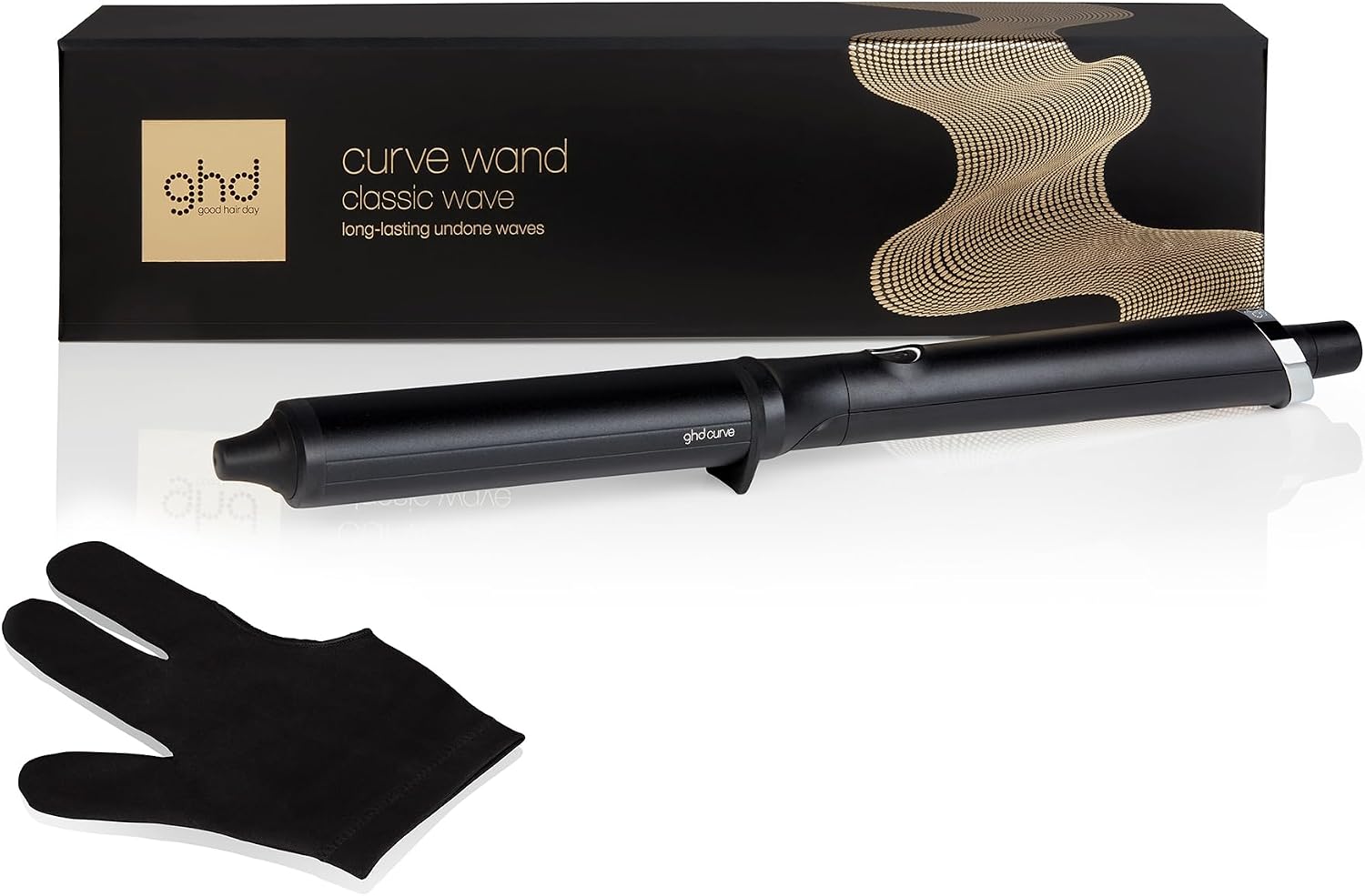 ghd Classic Wave Wand, Professional Hair Curler, A Curling Wand for Undone, Textured Waves, 38-26mm Oval Barrel, For All Hair Types, Lengths And Textures, Black (AU plug)