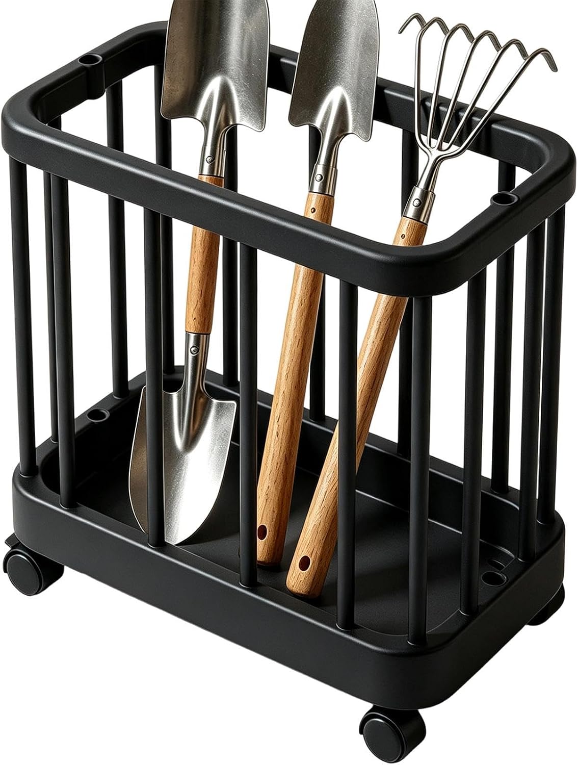 Garden Tool Storage Outdoor Box with Wide Wheels | Garden Tool Storage Rack for Pool Shed Lawn Closet Deck Patio Yard Backyard