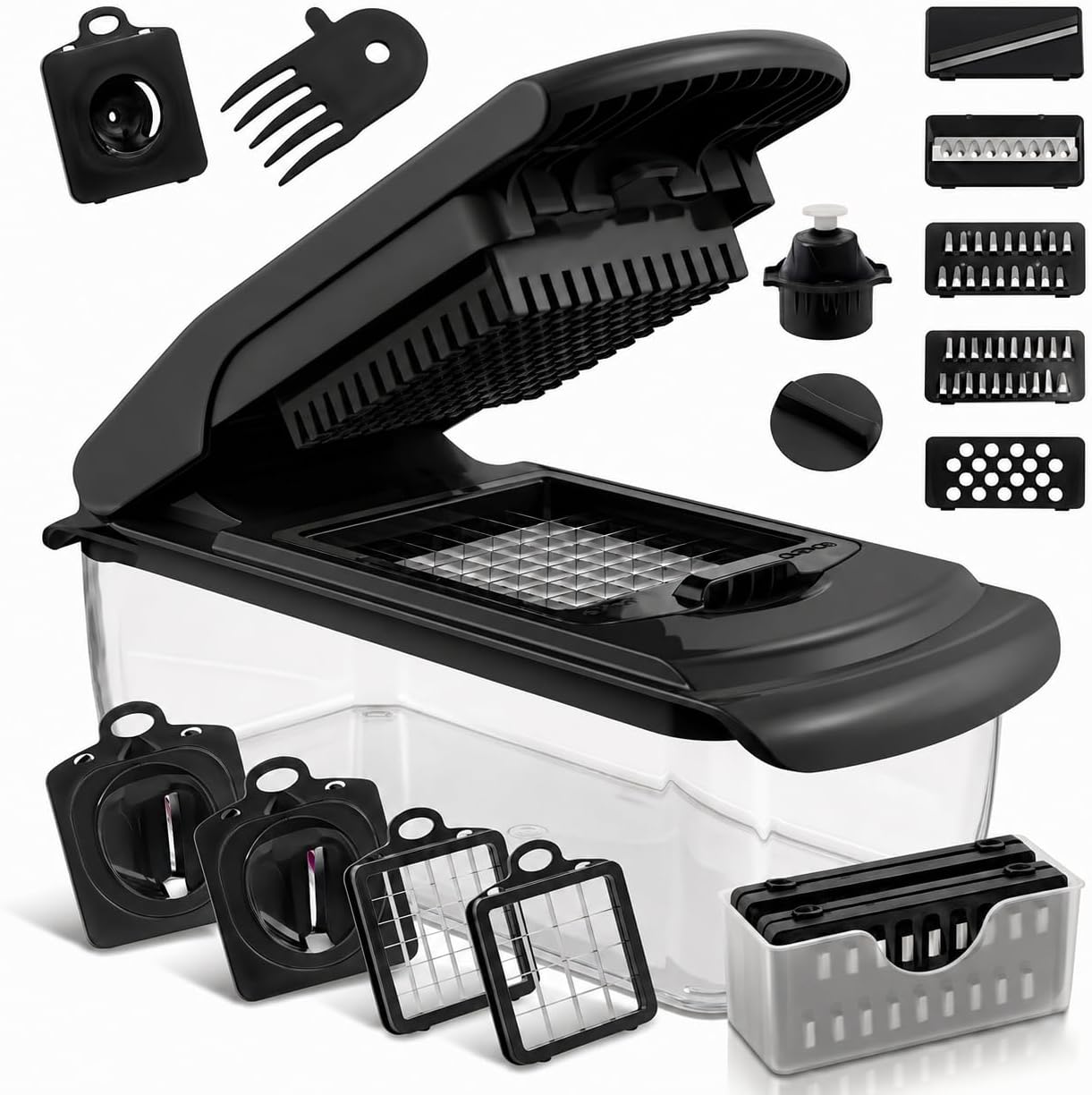 18-in-1 Vegetable Chopper, Slicer & Dicer, Onion Cutter, Fast Meal Prep, Black