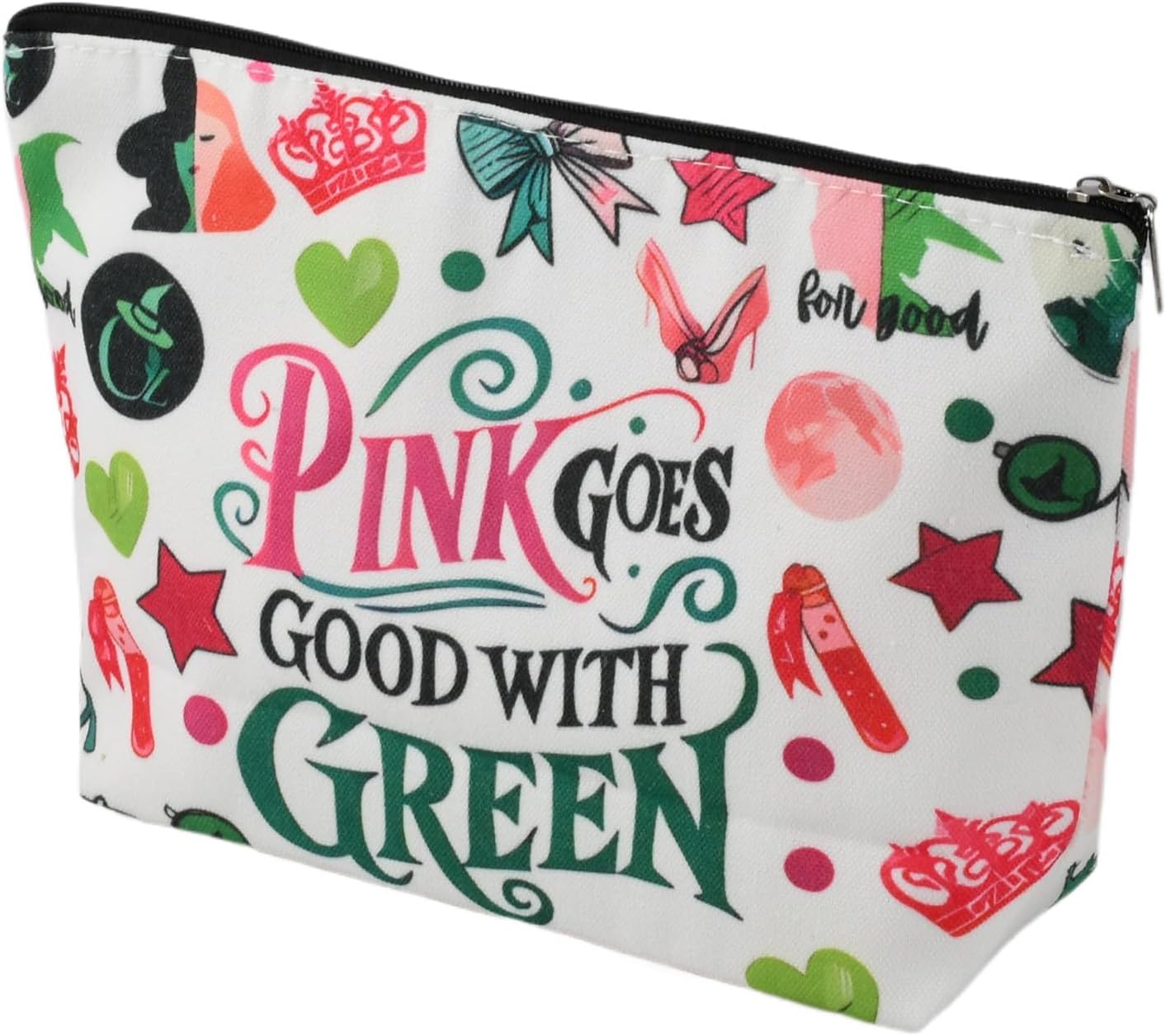 Cosmetic Bag, Small Travel Makeup Bag,Polyester Makeup Pouch in Pink and Green, Portable Travel Toiletry Zipper Bag Organizer for Women Girls Daily Storage and Gifts