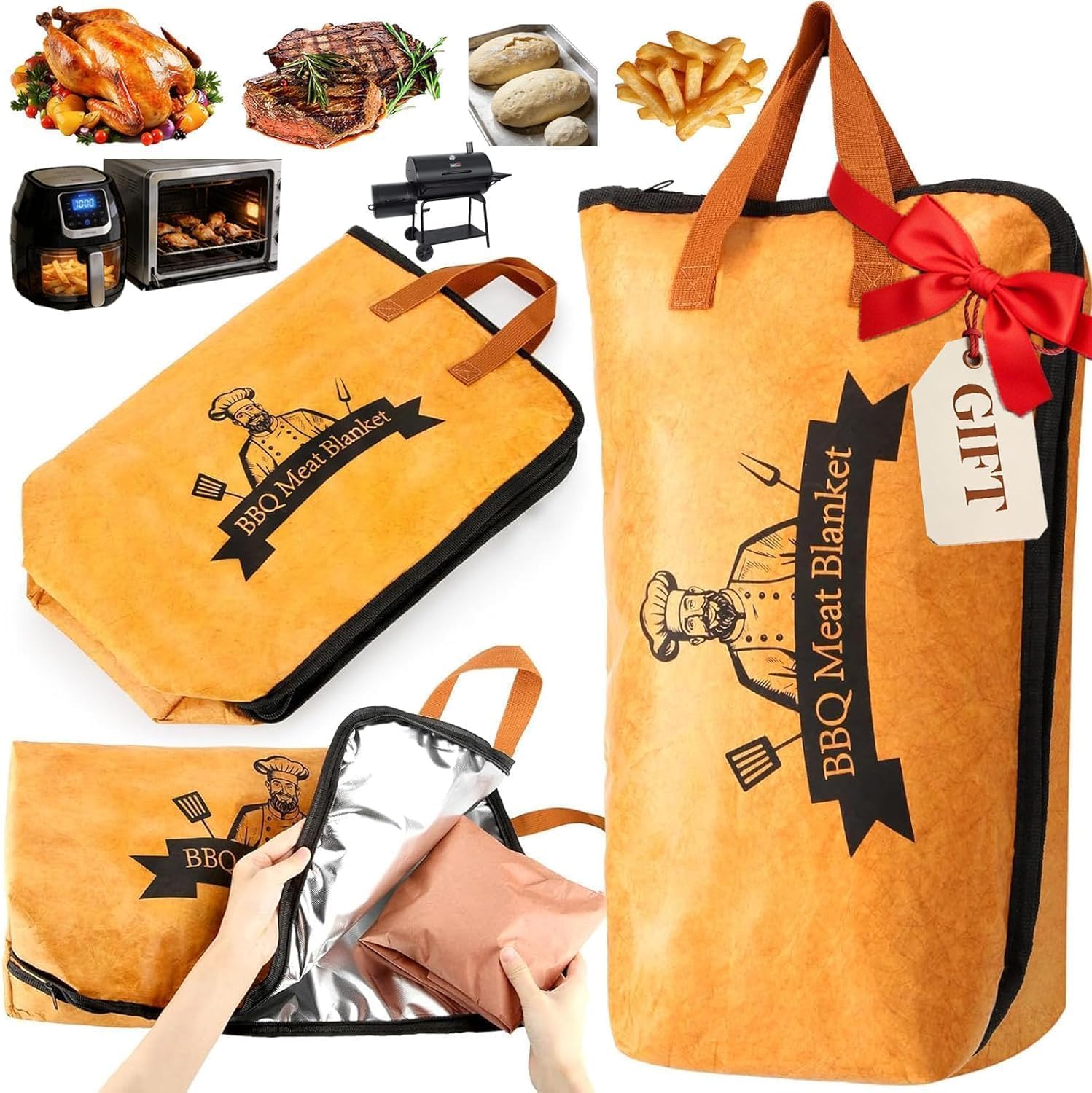 21in BBQ Blanket for Resting Meat-Smoking Meat Insulated Bag for Brisket/Beef/Pork Shoulder/Turkey-White Elephant Christmas Stocking Stuffers Birthday Anniversary Smoker Accessories Gift for Men
