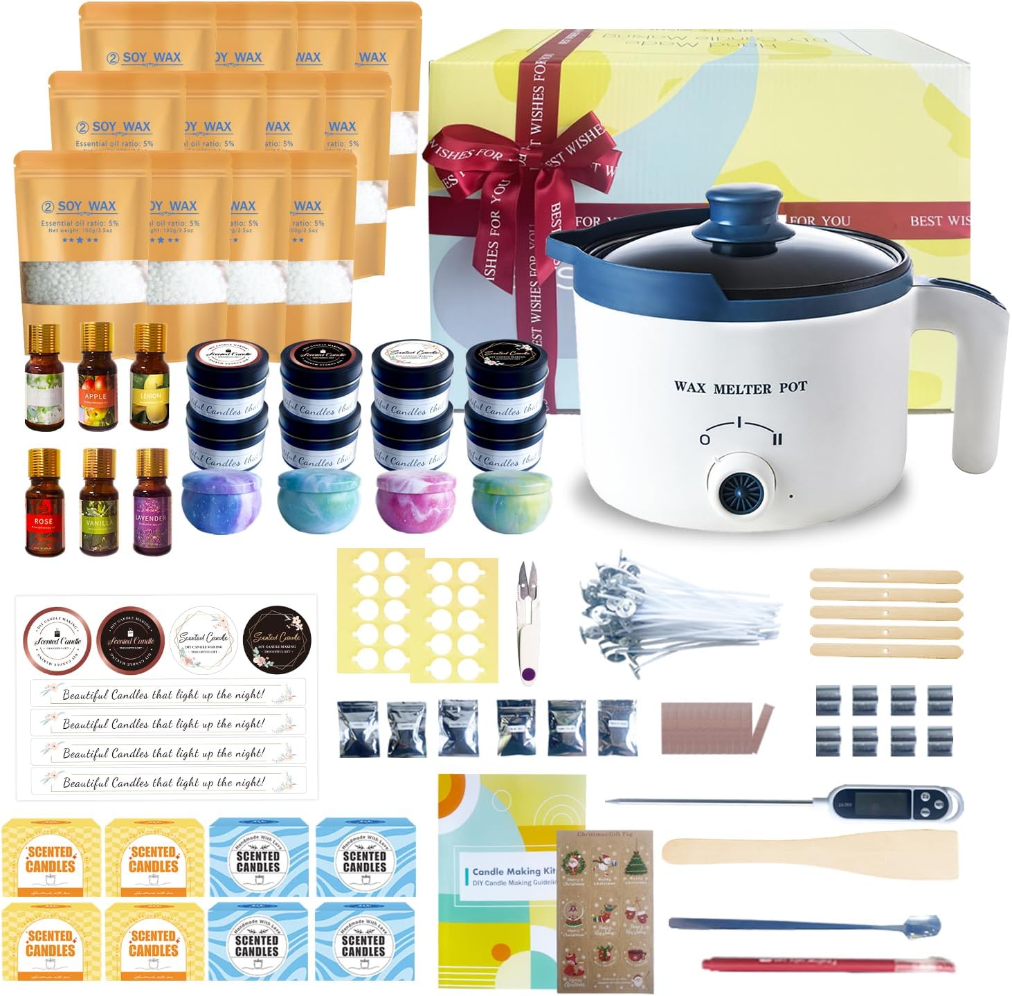 Ksedcon Candle Making Kit with Electric Wax Melting Pot, DIY Candle Maker Set for Adults to Make Your Own Candles