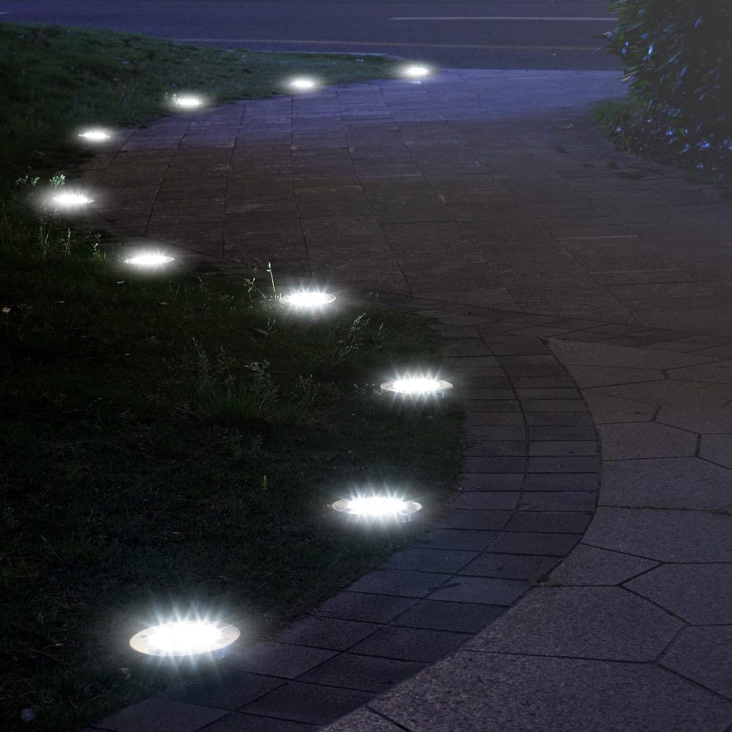 ADVWIN Solar Ground Lights, Waterproof Garden Lights Outdoor 12 Pack | Upgraded Solar Garden Lights, In-Ground Lights LED Landscape Lighting for Pathway Patio Walkway Yard Lawn Deck, White