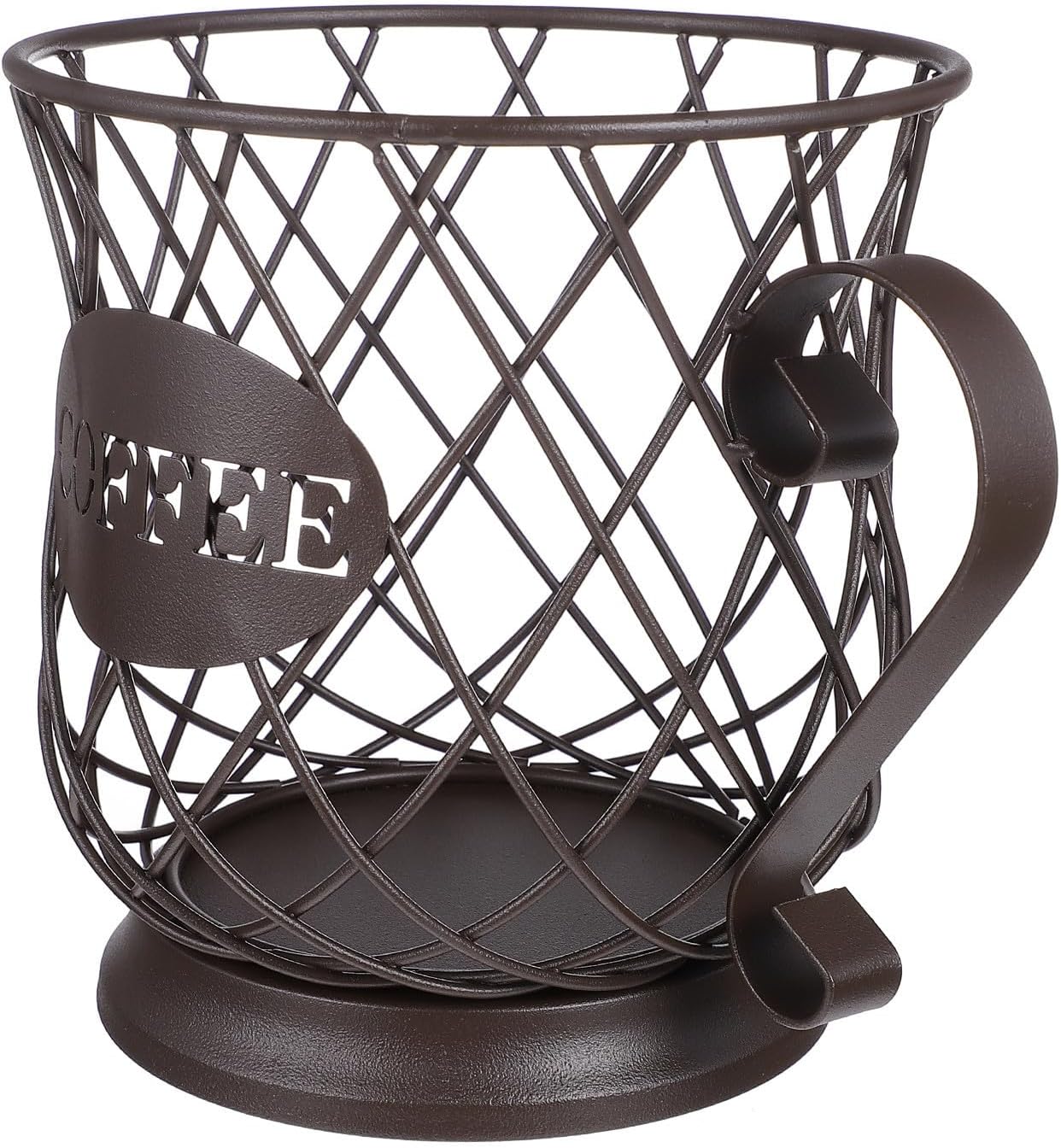 Coffee Pod Holder Organizer Metal Basket for Capsules and Mugs | Large Capacity, Brown Finish, Coffee Bar and Station Use, Also Suitable for Cookies and Snacks
