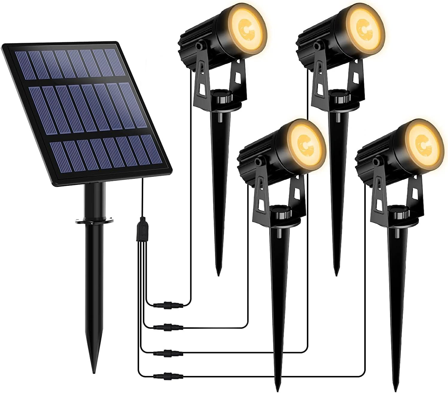 T-Sun Solar Spotlights Outdoor Garden, 3000K Warmwhite Solar Garden Lights with IP65 Waterproof,Outdoor Garden Lights Wall Lights for Garden Yard Path Driveway Porch Walkway