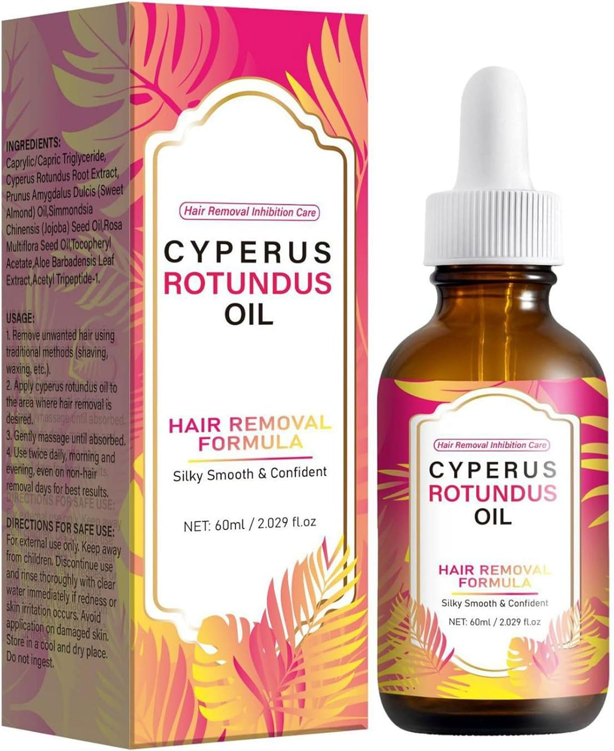 Cyperus Rotundus Oil Natural Hair Inhibitor - Reduces Unwanted Hair Growth, Moisturizes & Soothes the Skin, Reducing Body Hair Growth Soothe Skin after Chin and Face Grooming, Shrink Pores