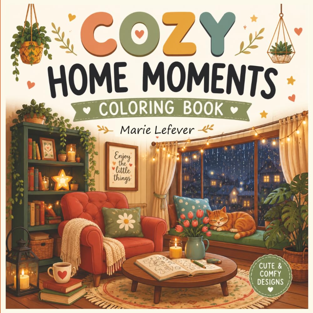 Cozy Home Moments Coloring Book: for Adults and Kids Featuring Cute Hygge Home Scenes, Warm Interiors, Cozy Rooms and Comfy Everyday Moments for Relaxation and Stress Relief