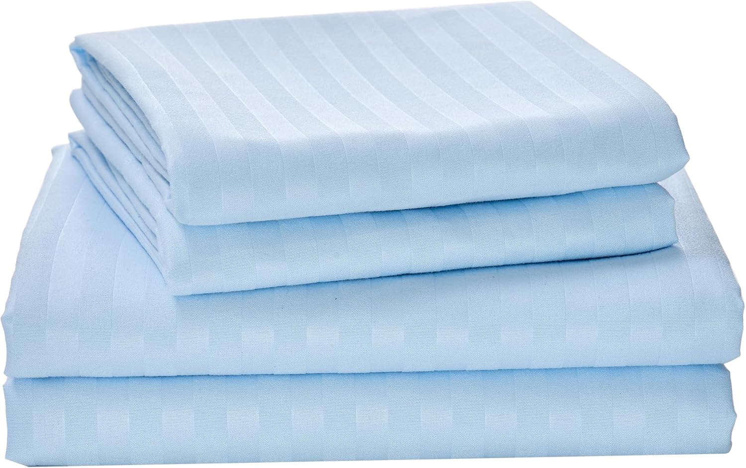 LINENOVA Hotel-Quality Stripe Sheet Set King Single 3 Piece, Delicate Blue | Fitted Sheet, Flat Sheet and 1 Pillowcase, 2000TC Brushed Microfibre, Breathable, Wrinkle-Resistant, 40cm Deep Pocket