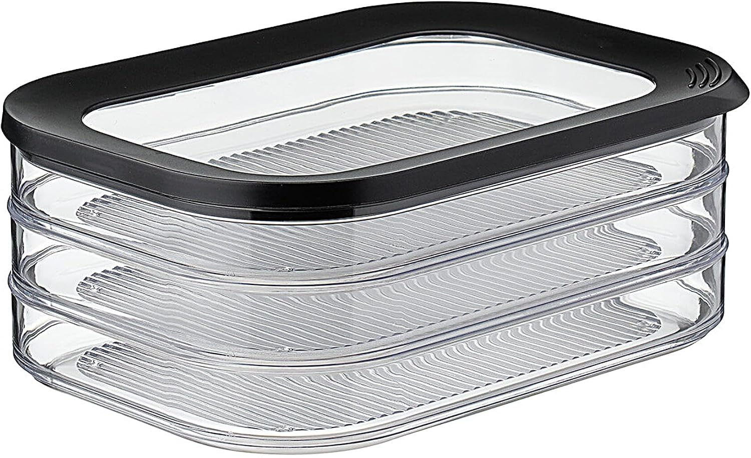 Mepal Meat Fridge Storage Containers 3 Layers - Container with Lid for Meat - Fridge Storage Box - Suitable for Storing Bacon & Meat Products - 3 Separate Fridge Storage Boxes - 3 x 550 ml - Black