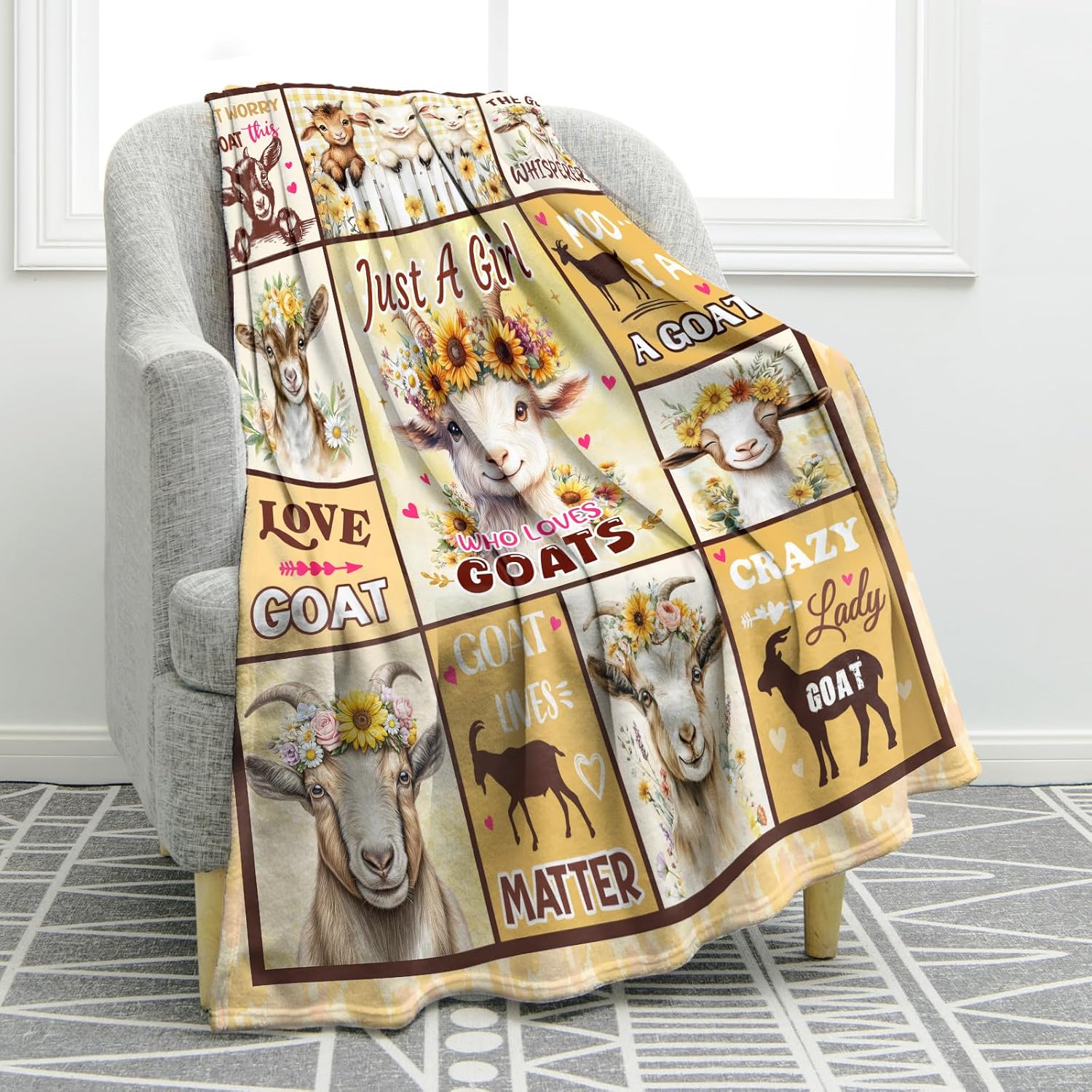 Jekeno Goat Sheep Gifts Blanket, Soft Cozy Plush Throw Blanket 50"x60" | Ultra Soft Cozy Plush Goats Sheeps Throw Blanket, Decor Home Couch Sofa Bed, Christmas, Halloween, Birthday Gifts