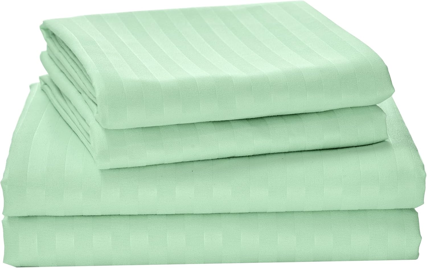 LINENOVA Hotel-Quality Stripe Sheet Set King Single 3 Piece, Sage Green | Fitted Sheet, Flat Sheet and 1 Pillowcase, 2000TC Brushed Microfibre, Breathable, Wrinkle-Resistant, 40cm Deep Pocket