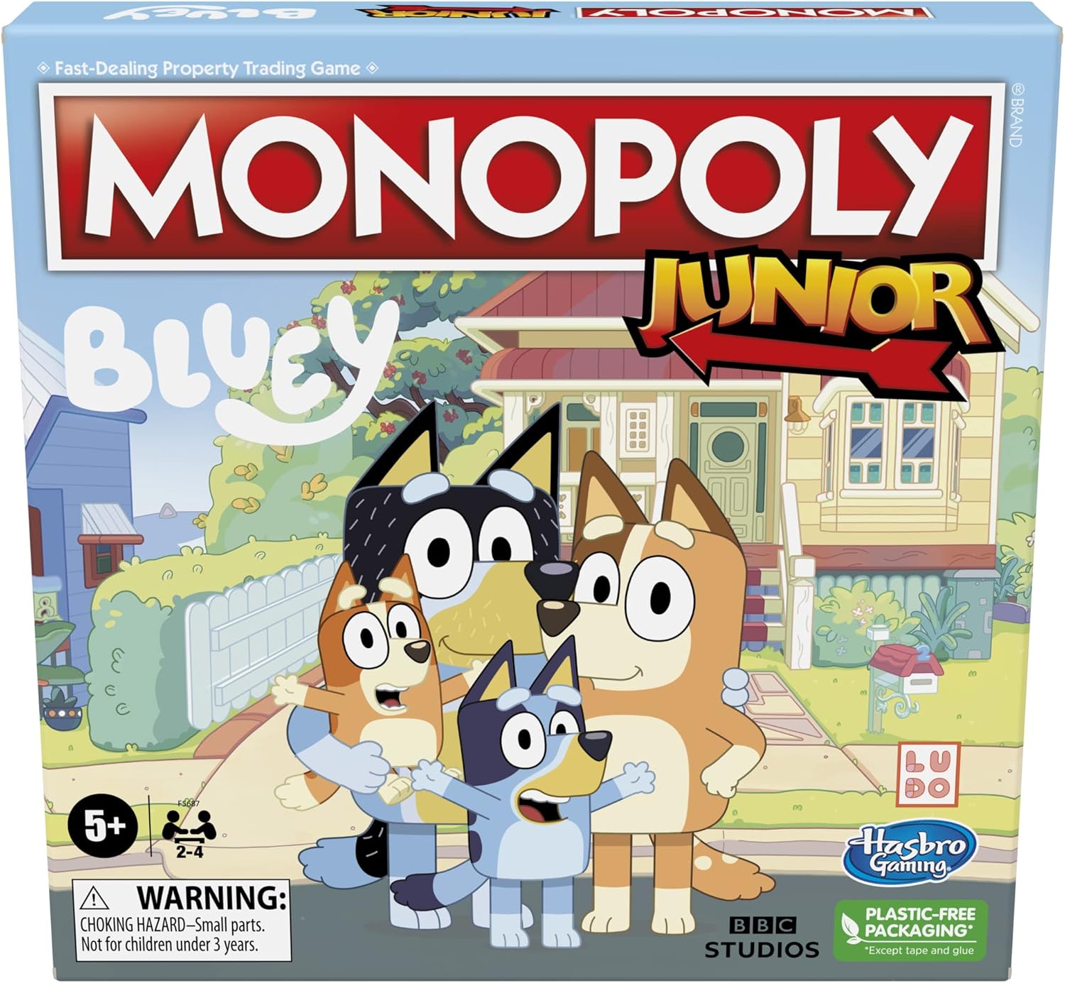 Monopoly Junior: Bluey Edition Board Game for Kids Ages 5+, Play as Bluey, Bingo, Mum, and Dad, Family Board Games, Kids