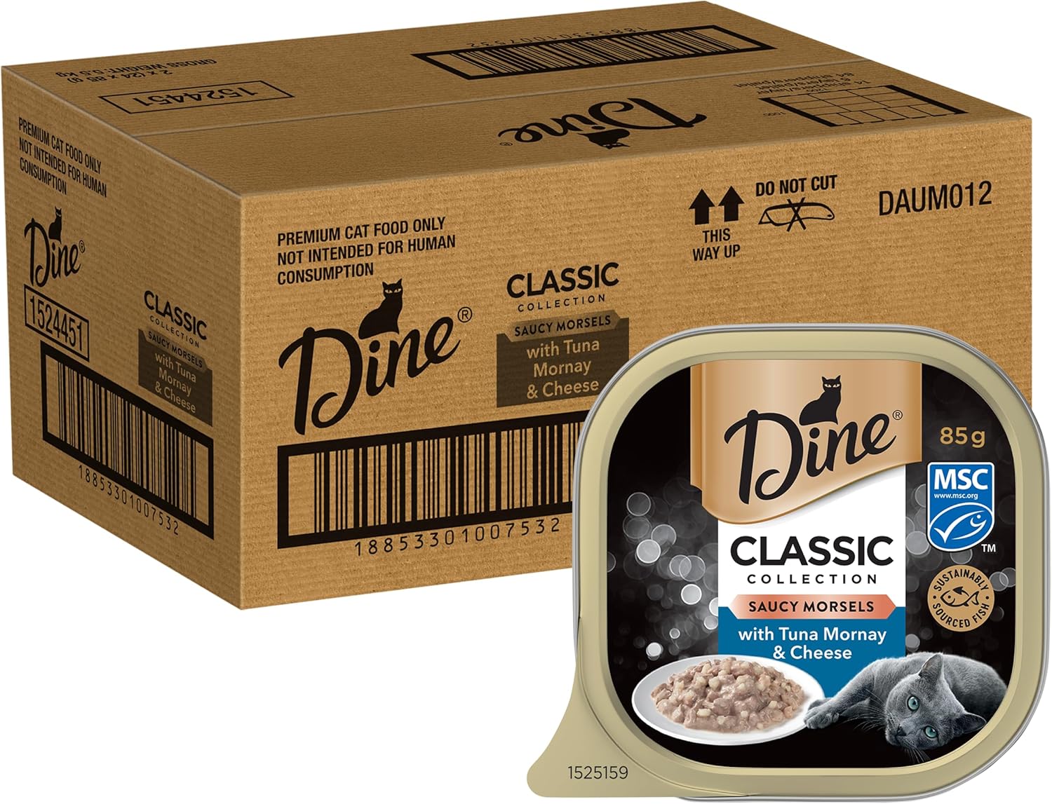 Dine Classic Collection Wet Cat Food Tuna Mornay & Cheese 85g Tray, 14 Pack