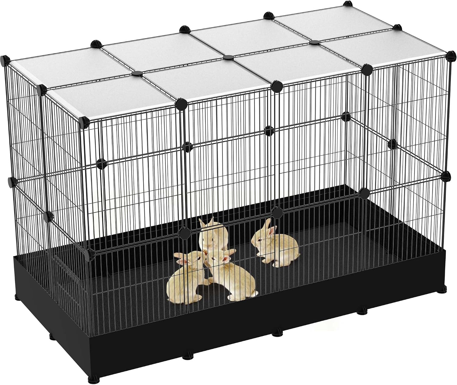 Advwin Pet Playpen with Cover, DIY Small Animal Indoor & Outdoor Portable Metal Wire/Transparent Clear Pet Fence Yard Fence for Guinea Pigs, Bunny, Ferrets, Kittens, Puppies