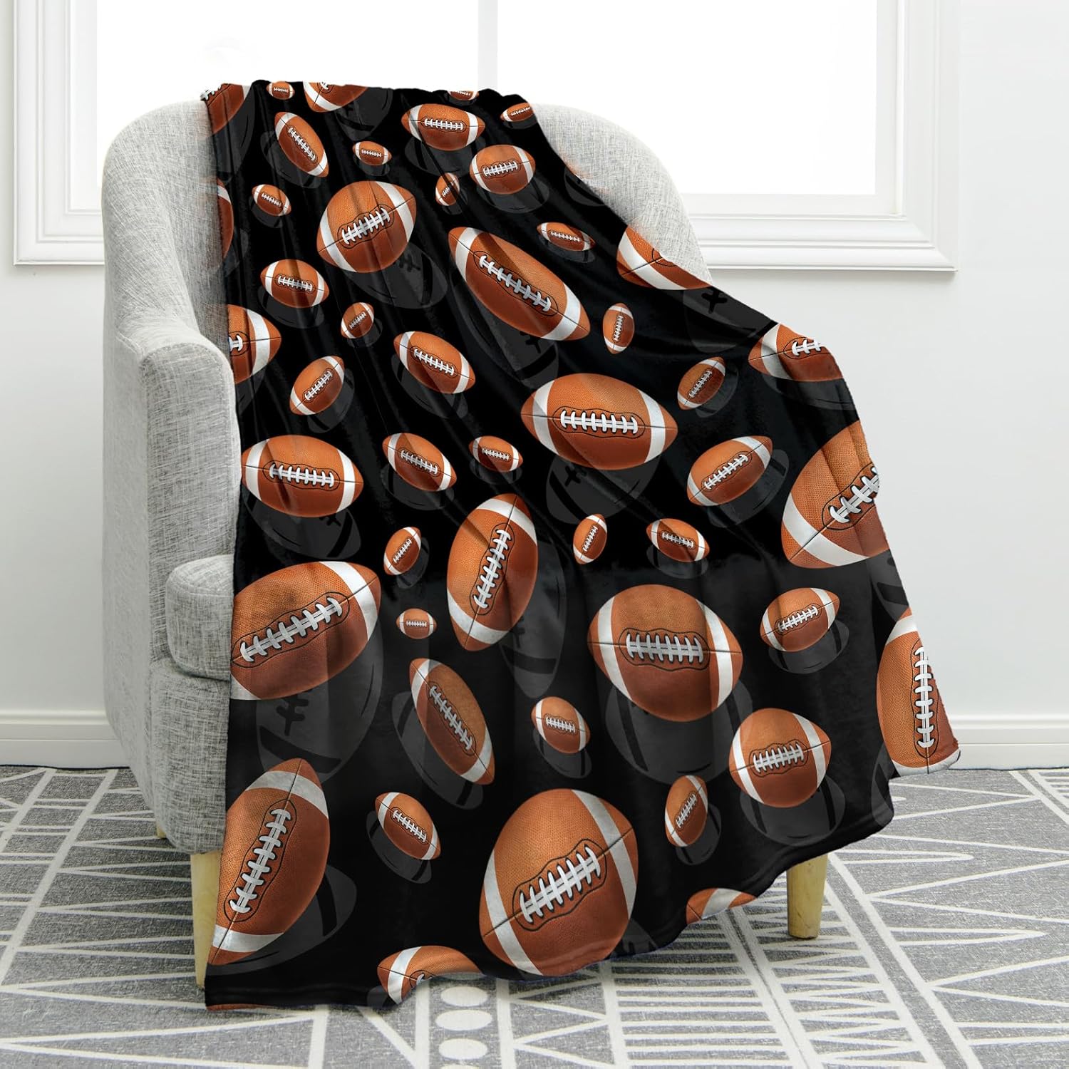 Jekeno American Football Gifts Blanket for Man Boys, Sports Themed 50"x60" | Ultra Soft Cozy Rugby Blanket for Women Man, Decor Home Couch Sofa Bed, Christmas, Halloween, Birthday Gifts