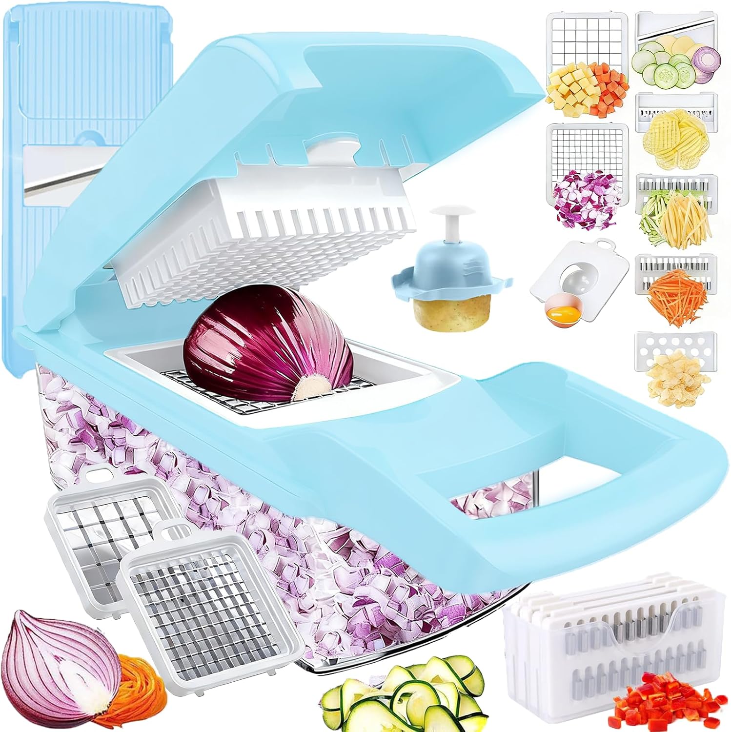 Vegetable Chopper Mandoline Slicer Home Kitchen Appliance Essential Gadget | Pro-Series Veggie Cutter with Container for Food Onion Fruit Salad Potato Christmas Gift House Cooking Supply Tool