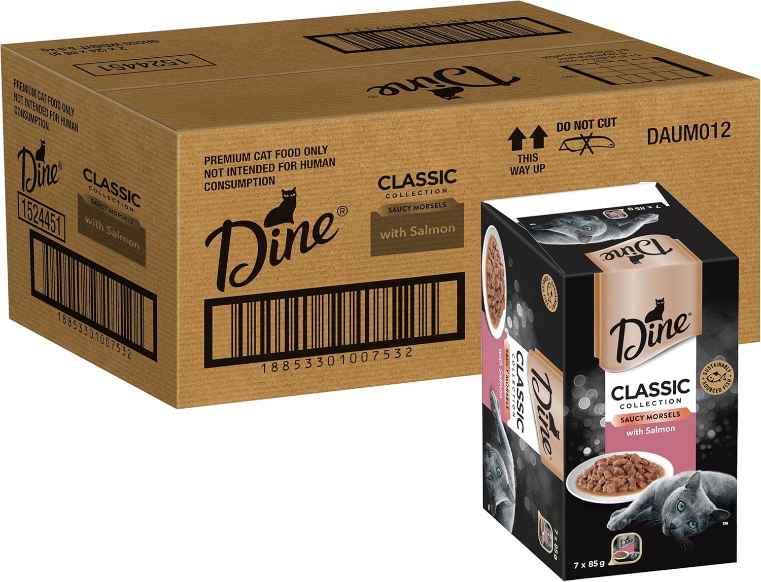 Dine Classic Collection Wet Cat Food Salmon Saucy Morsels 85g Tray, 42 Pack