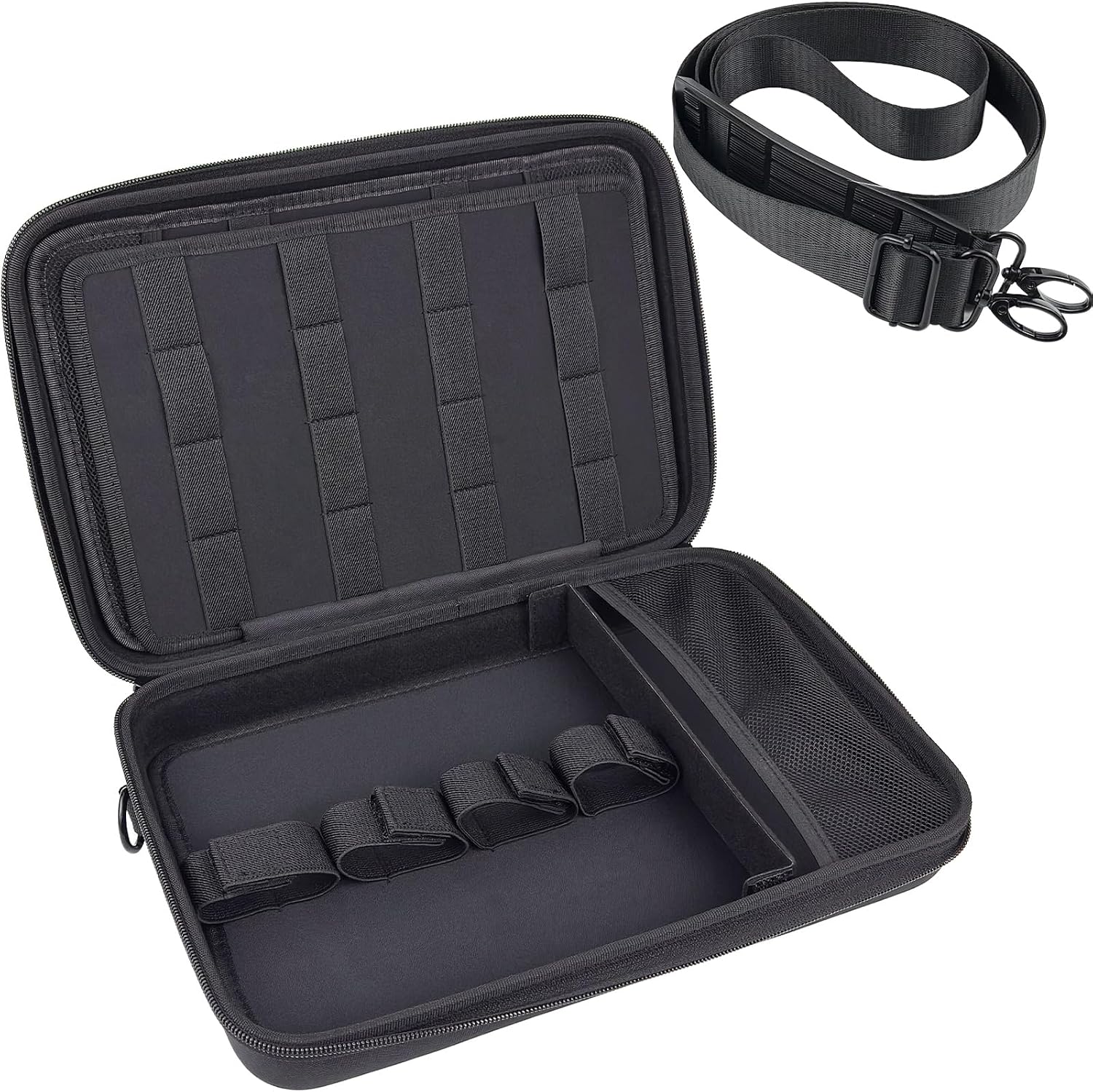 Barber Bag Clipper Case, Barber Carrying Case Organizer Box-Black | Adjustable Shoulder Strap, Mens Barber Accessories Bag for Clippers and Supplies, Hard Travel Case for Hair Cutting Grooming